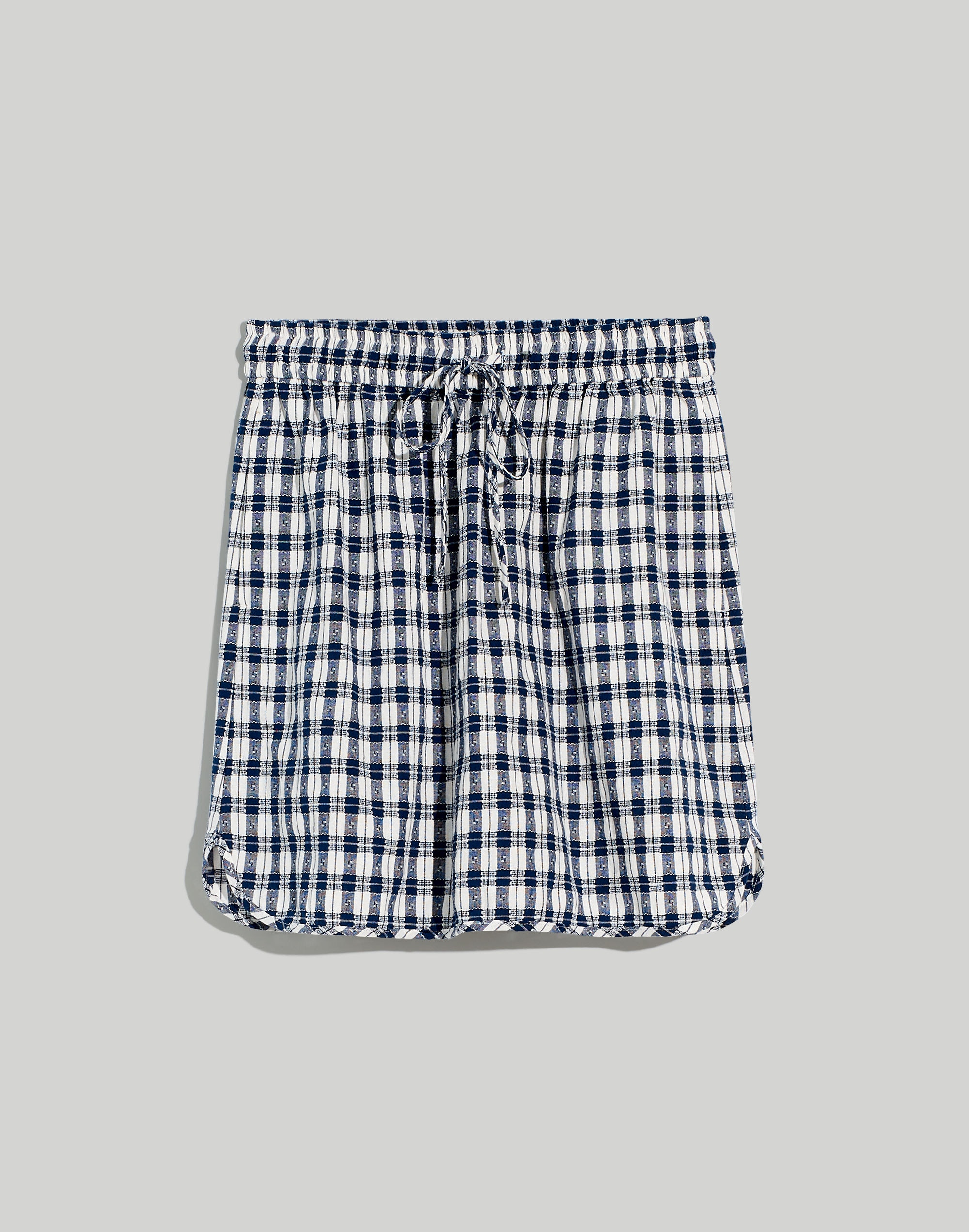 Curved-Hem Mini Skirt in Plaid