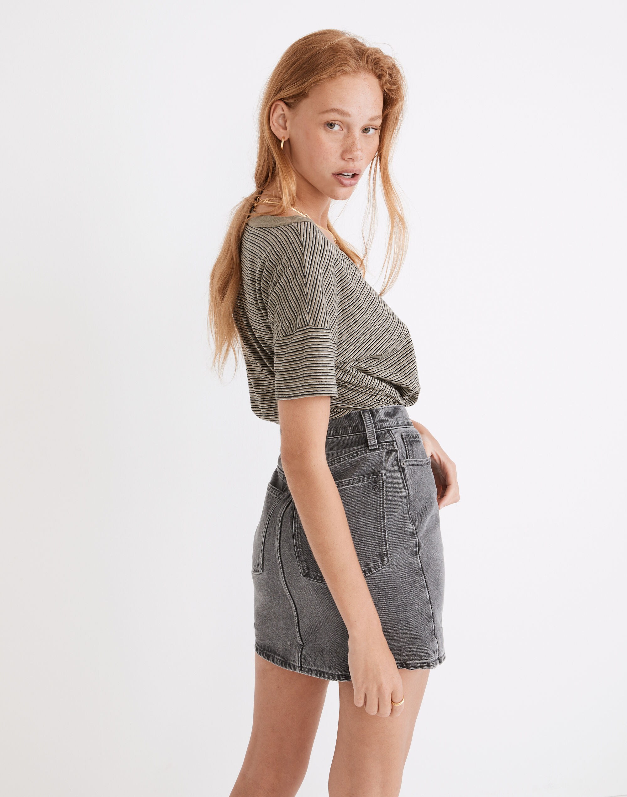 Denim High-Waist Straight Mini Skirt in Northboro Wash