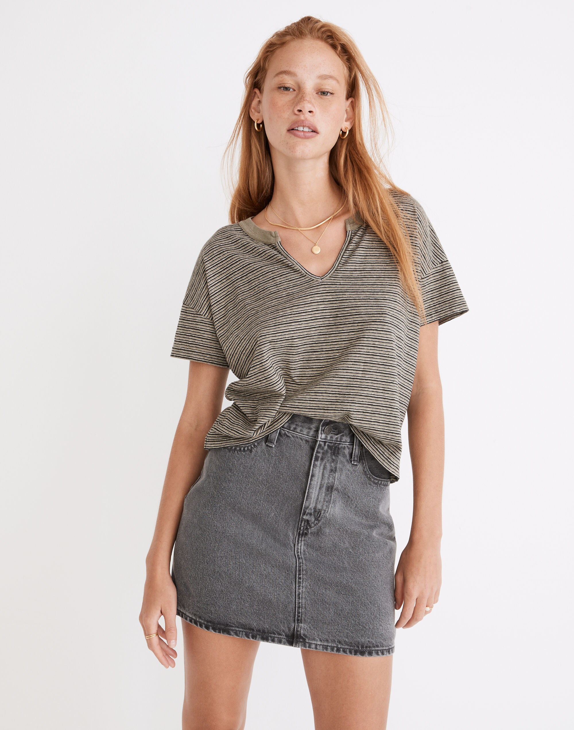 Denim High-Waist Straight Mini Skirt in Northboro Wash