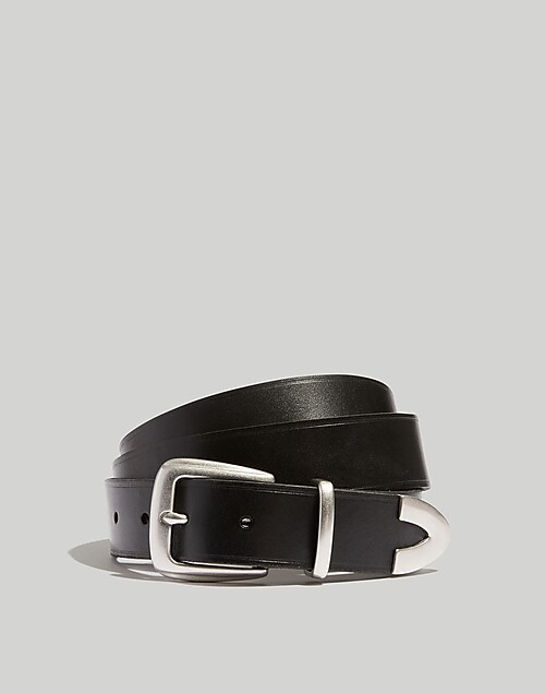 Madewell Leather Western Belt in True Black - Size S