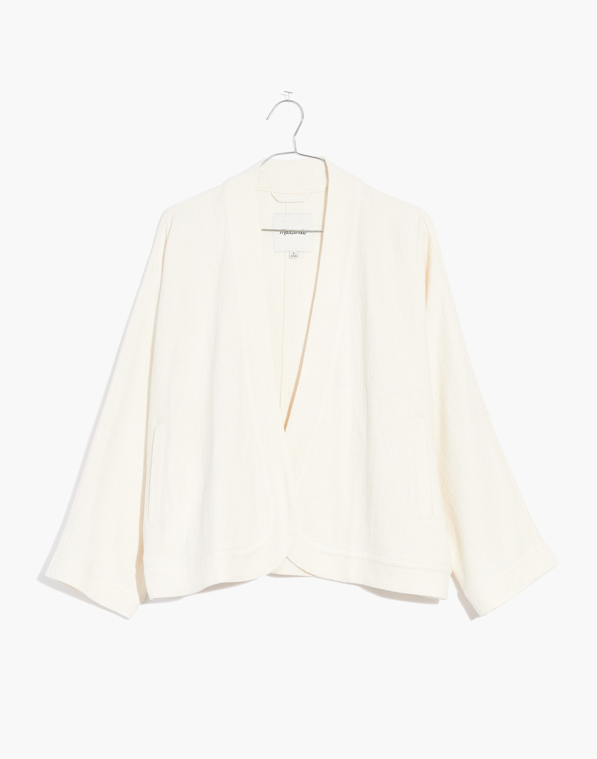 Plus Linen-Blend Cropped Robe Jacket