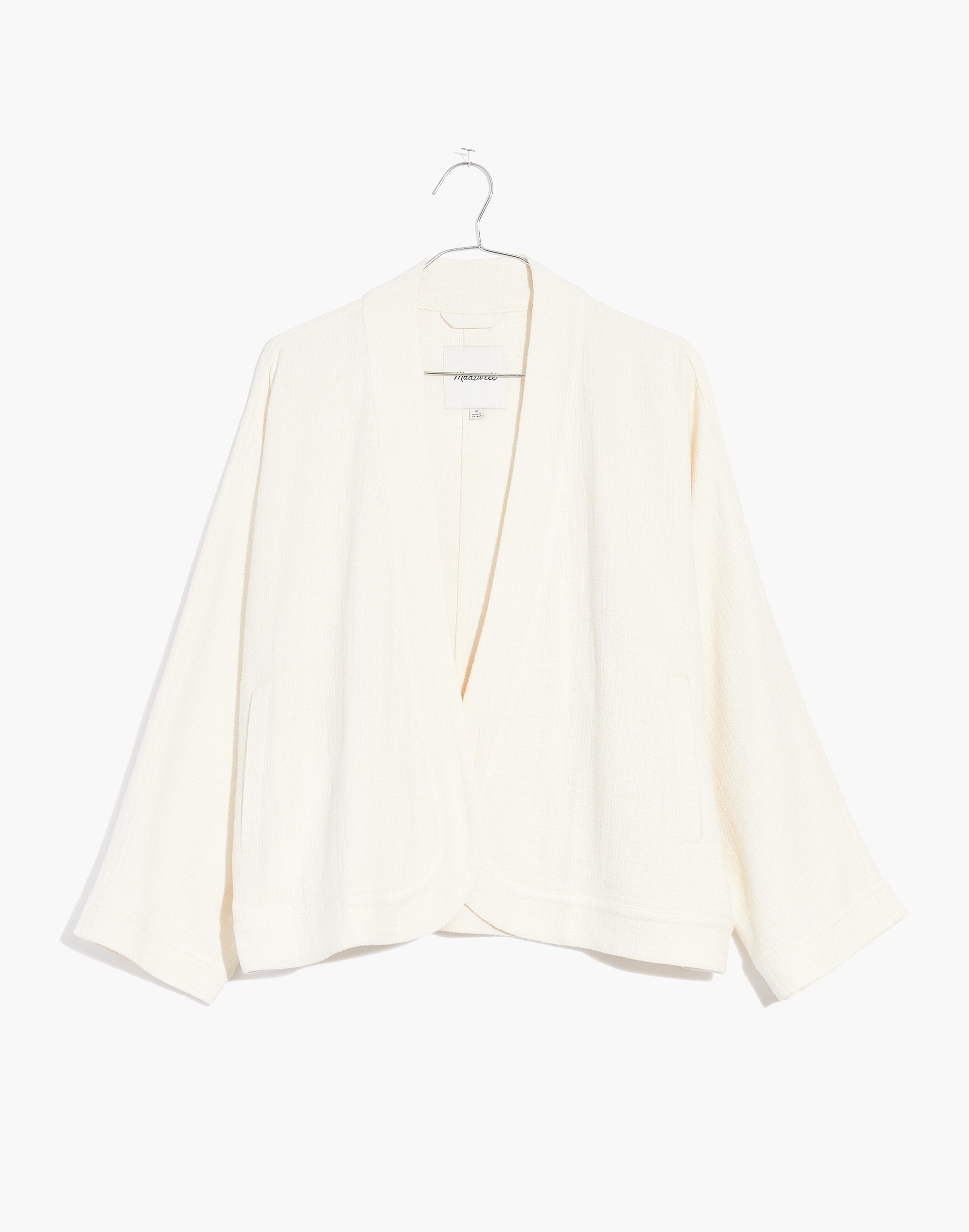 Plus Linen-Blend Cropped Robe Jacket