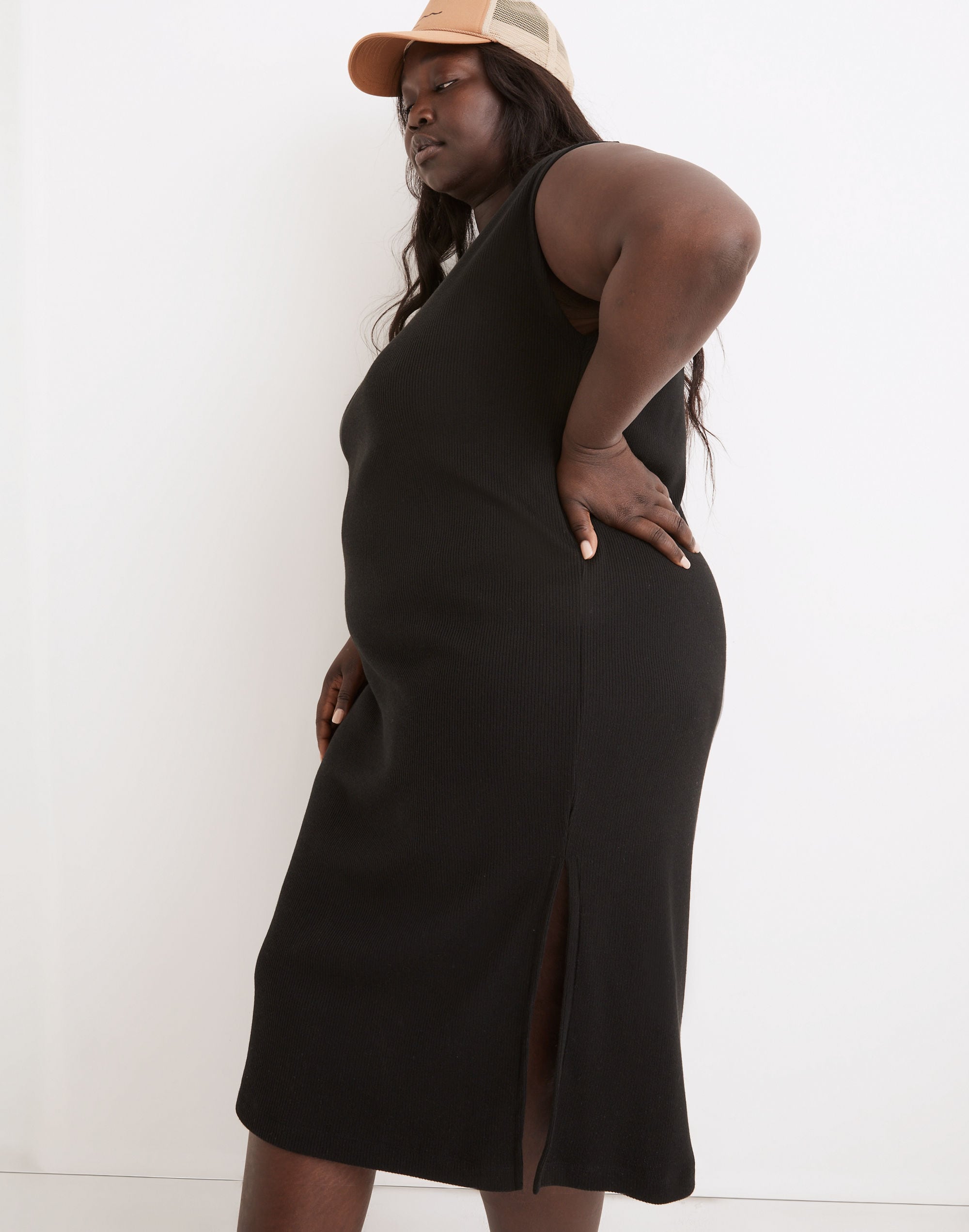 Plus Ribbed Shoulder Tee Dress