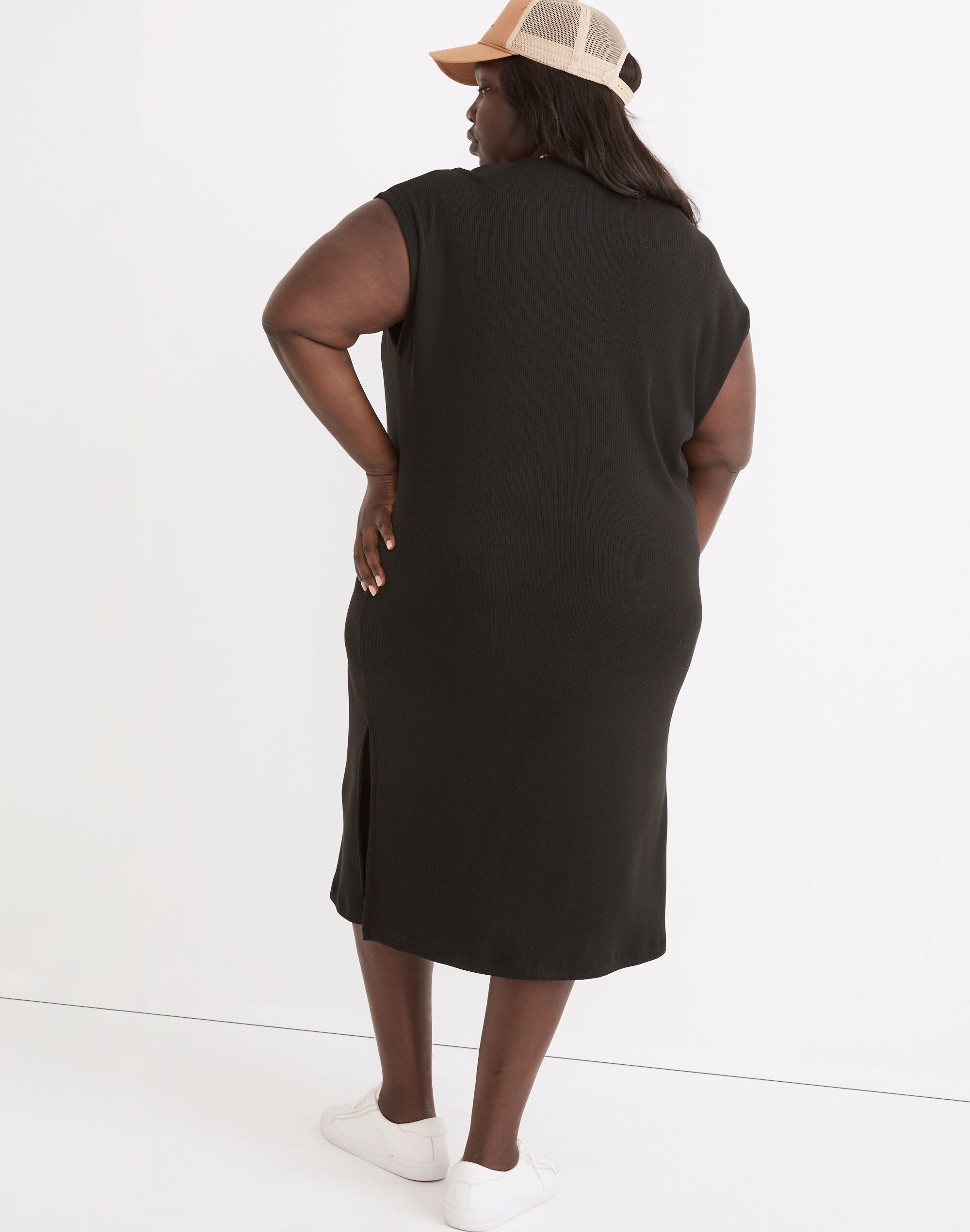 Plus Ribbed Shoulder Tee Dress