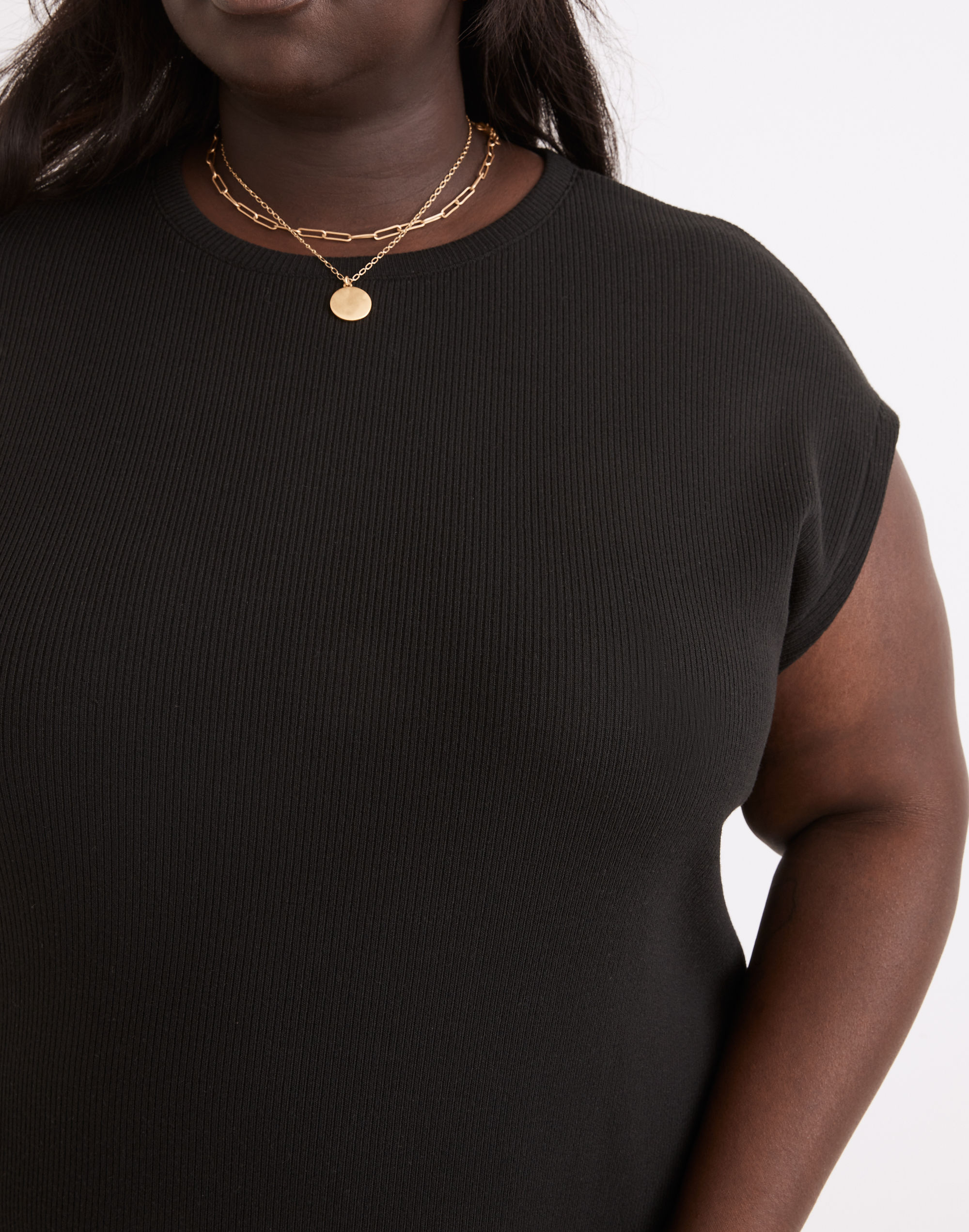 Plus Ribbed Shoulder Tee Dress