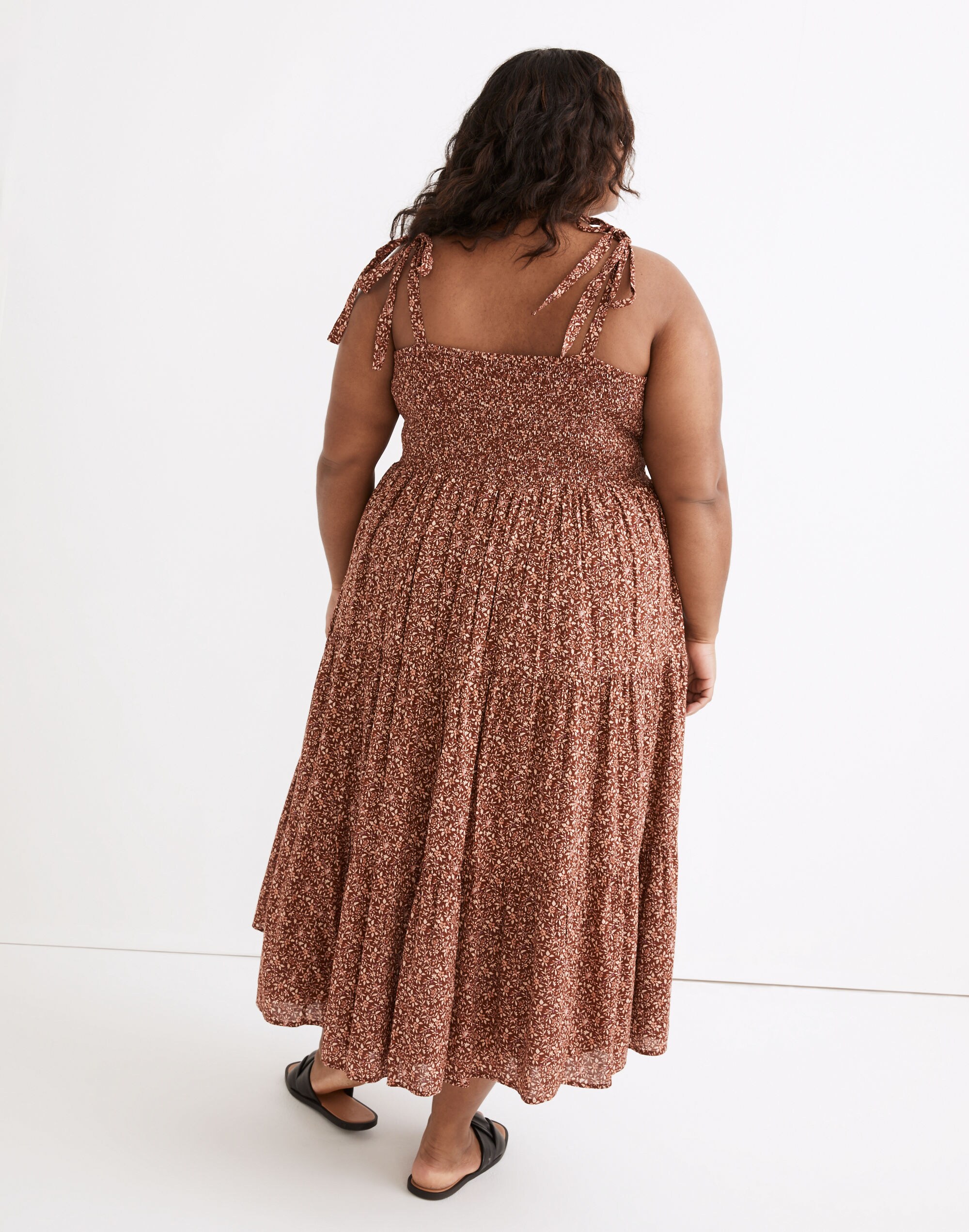 Plus Lucie Tie-Strap Tiered Midi Dress in Florentine Floral