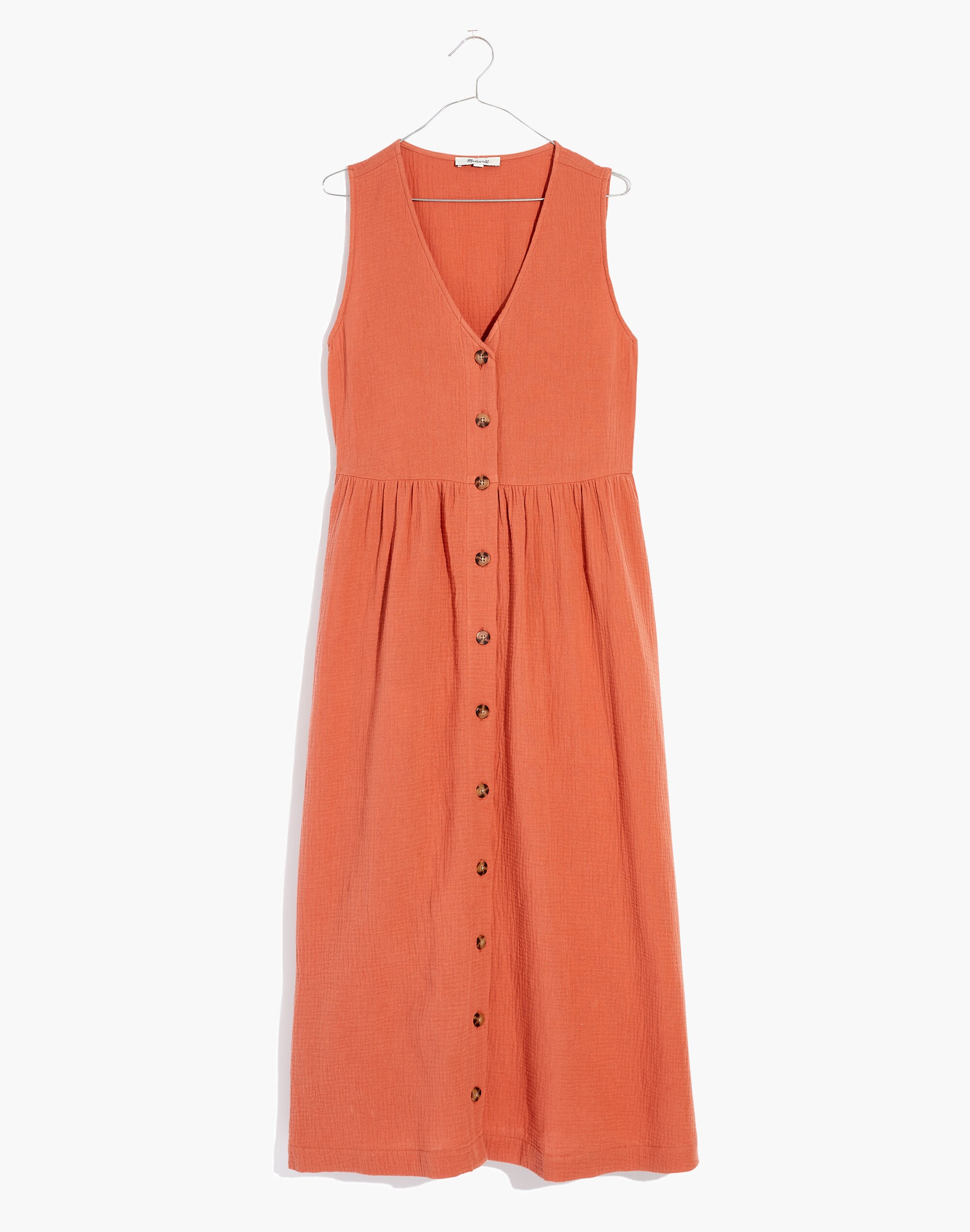 Plus Lightspun Button-Front Tank Midi Dress