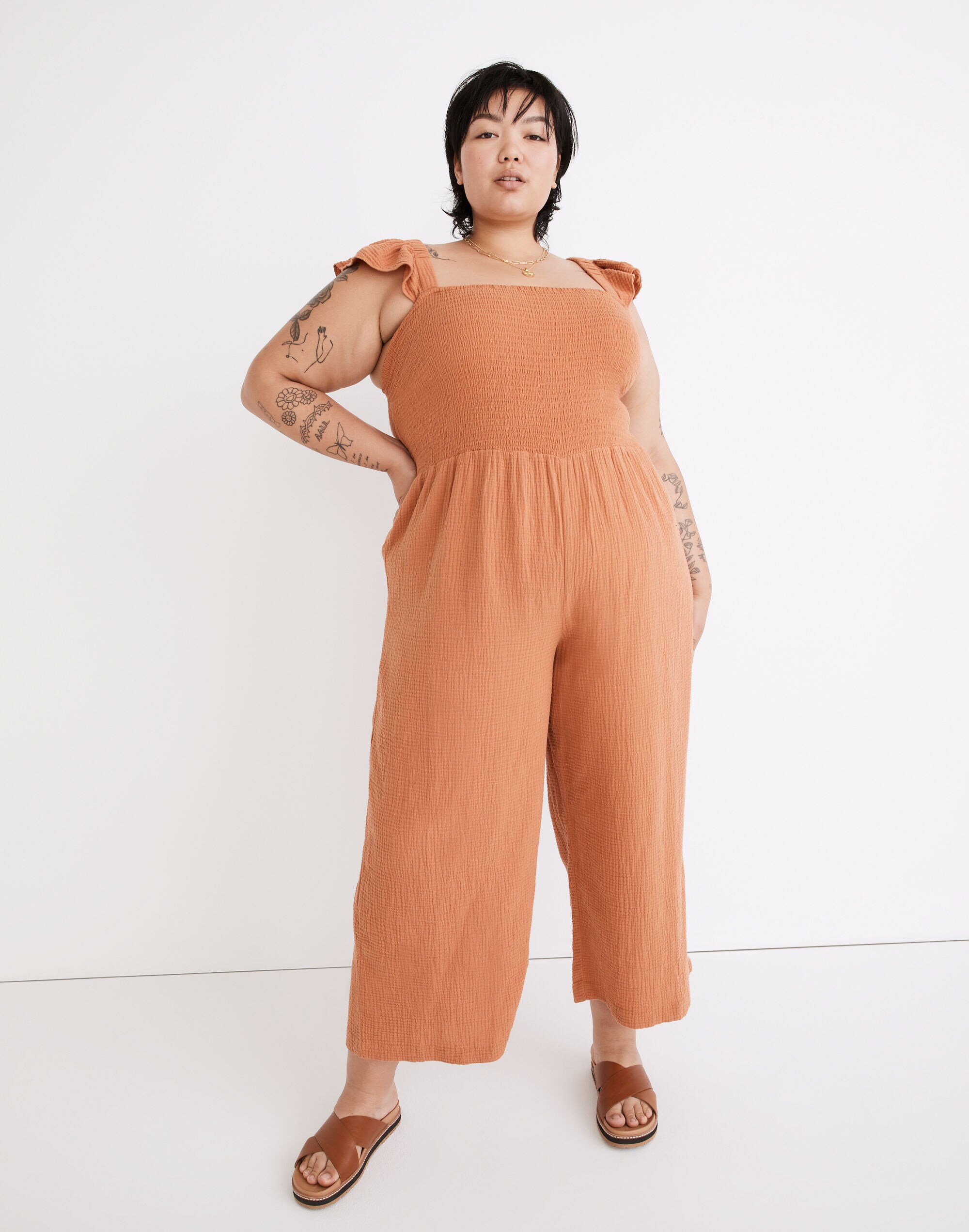 Plus Lightspun Lucie Flutter-Sleeve Jumpsuit