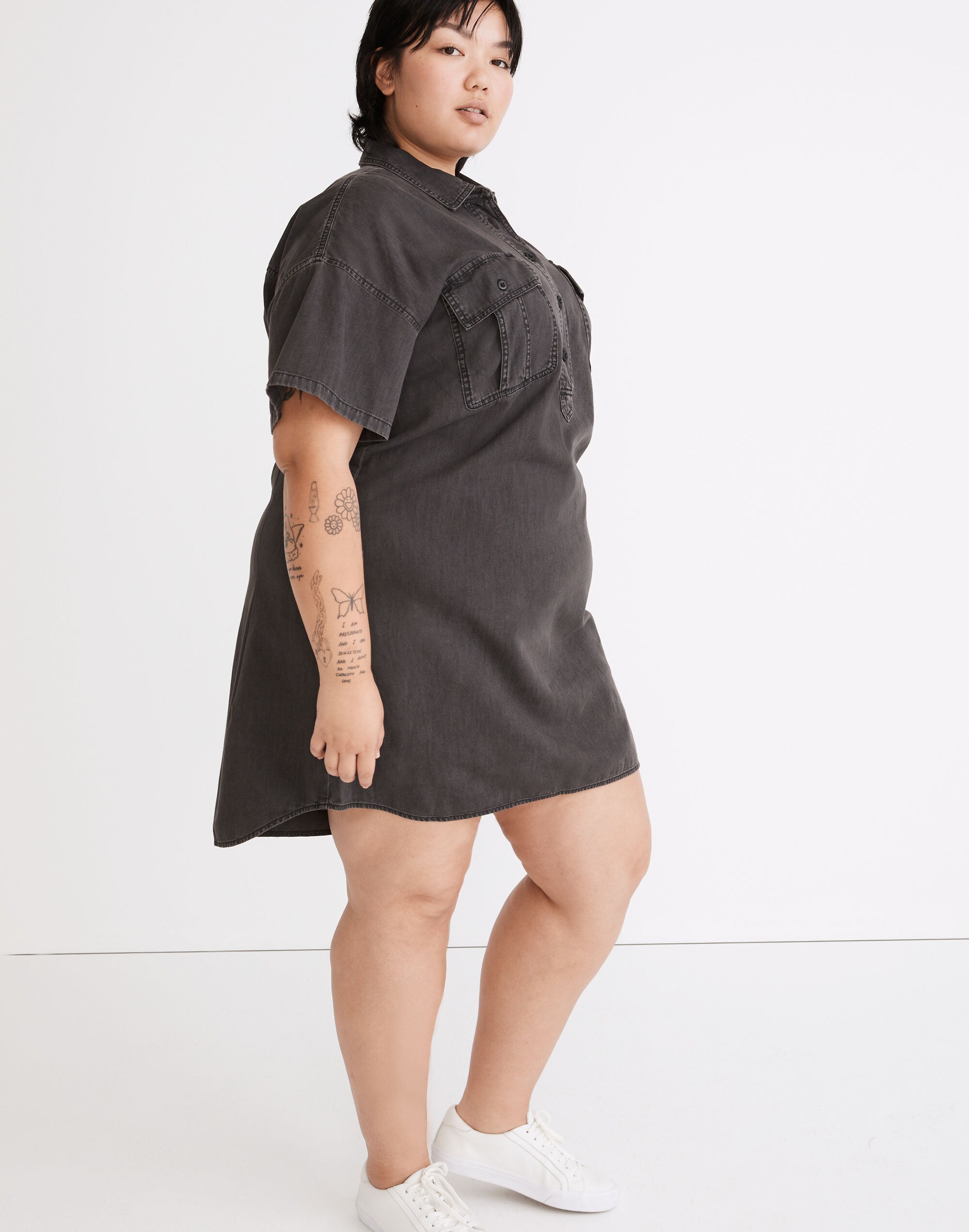 madewell popover denim dress Popover Mini Dress: Airy Denim Edition