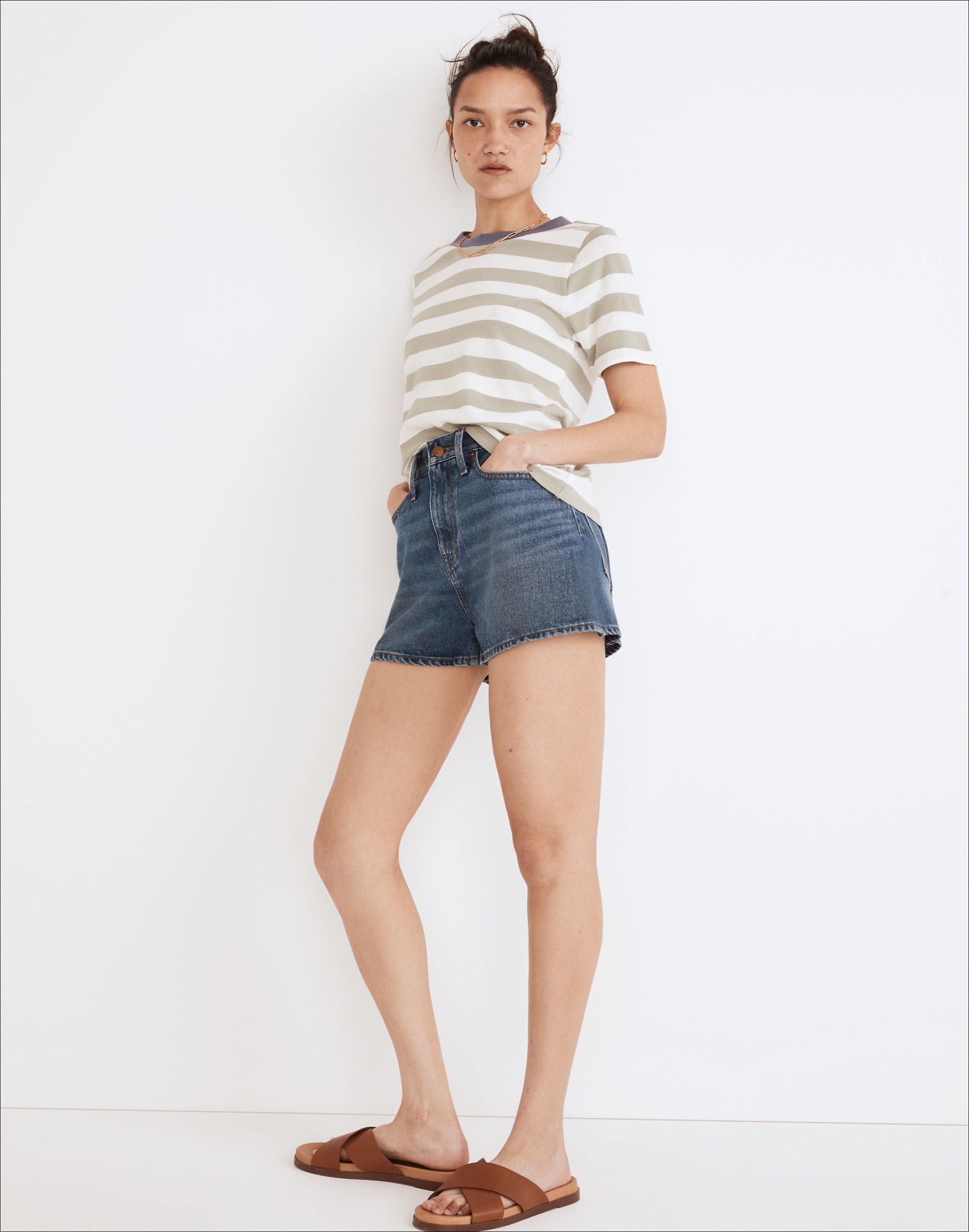 Supima&reg; Cotton Essential Ringer Tee in Johnson Stripe