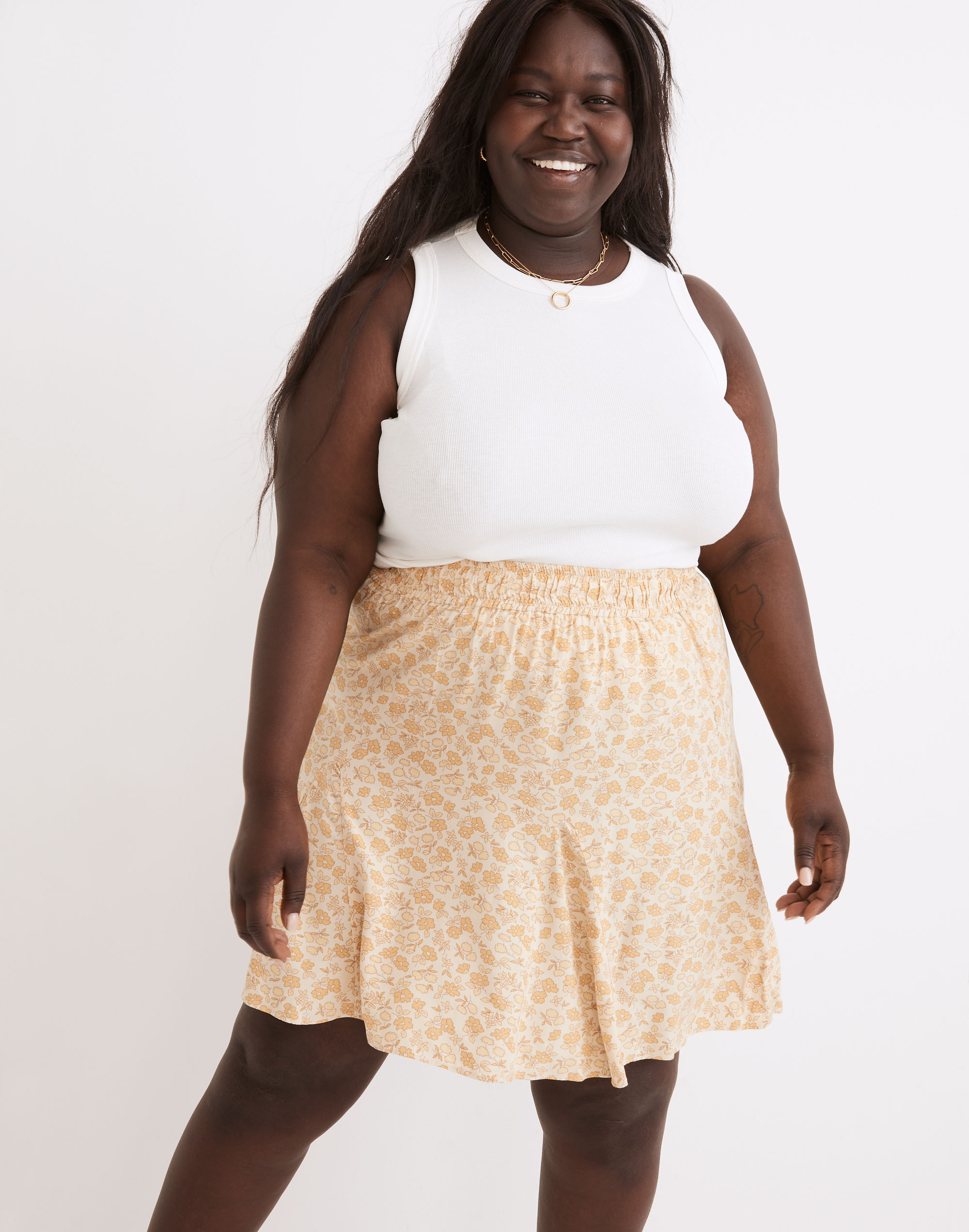 Pull-On Swing Mini Skirt in Piccola Floral