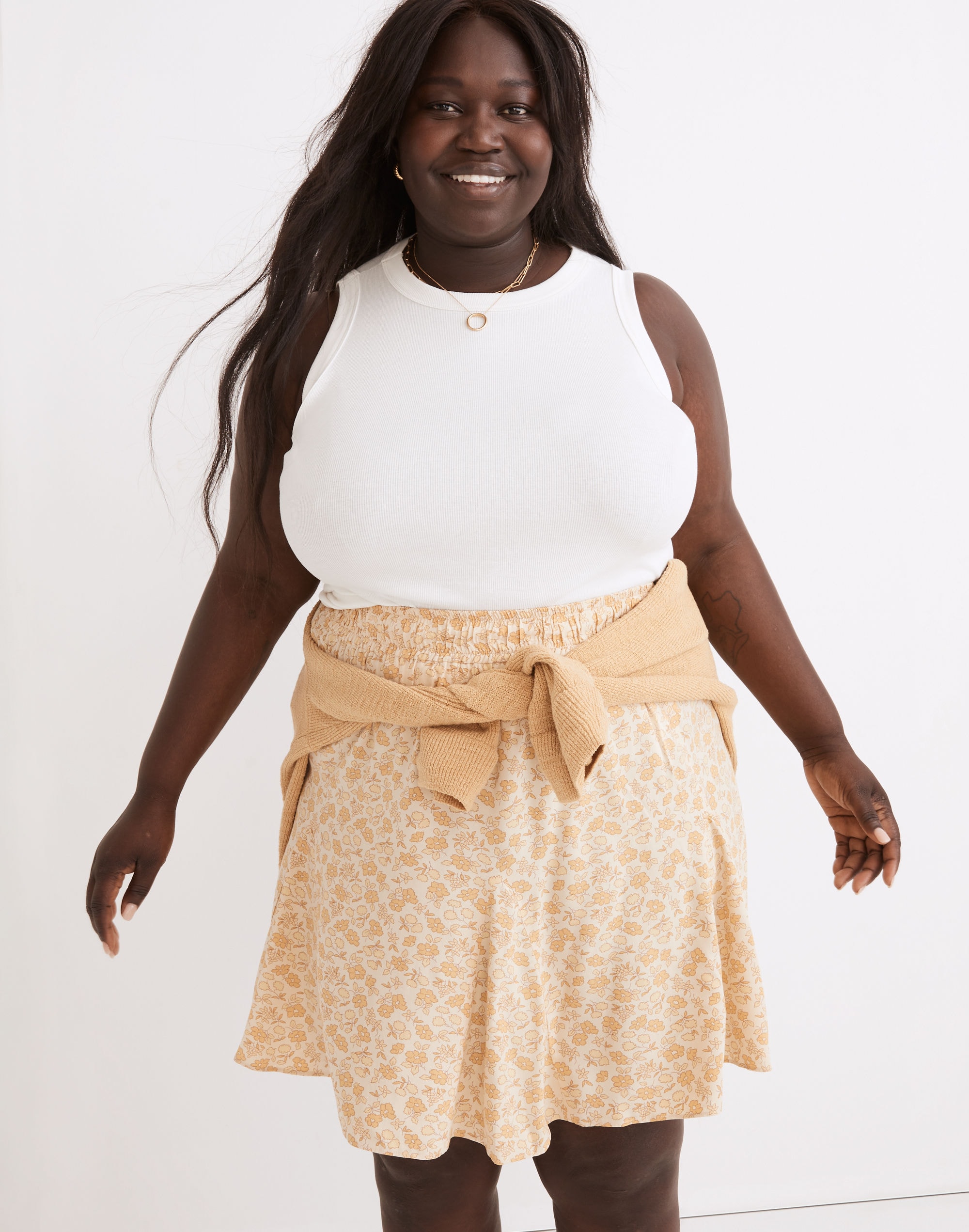 pull-on swing mini skirt in piccola floral