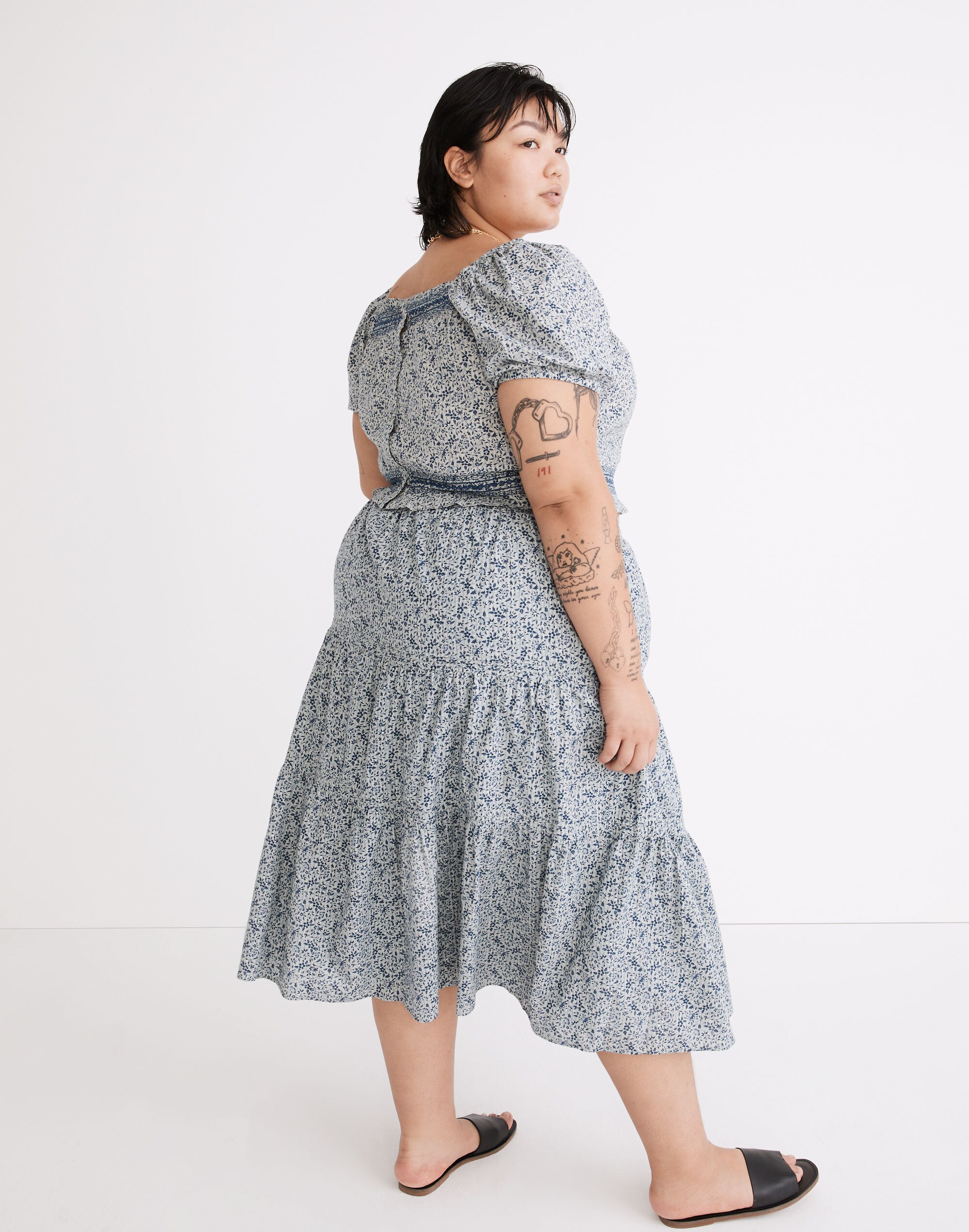 Plus Button-Front Tiered Maxi Skirt in Florentine Floral