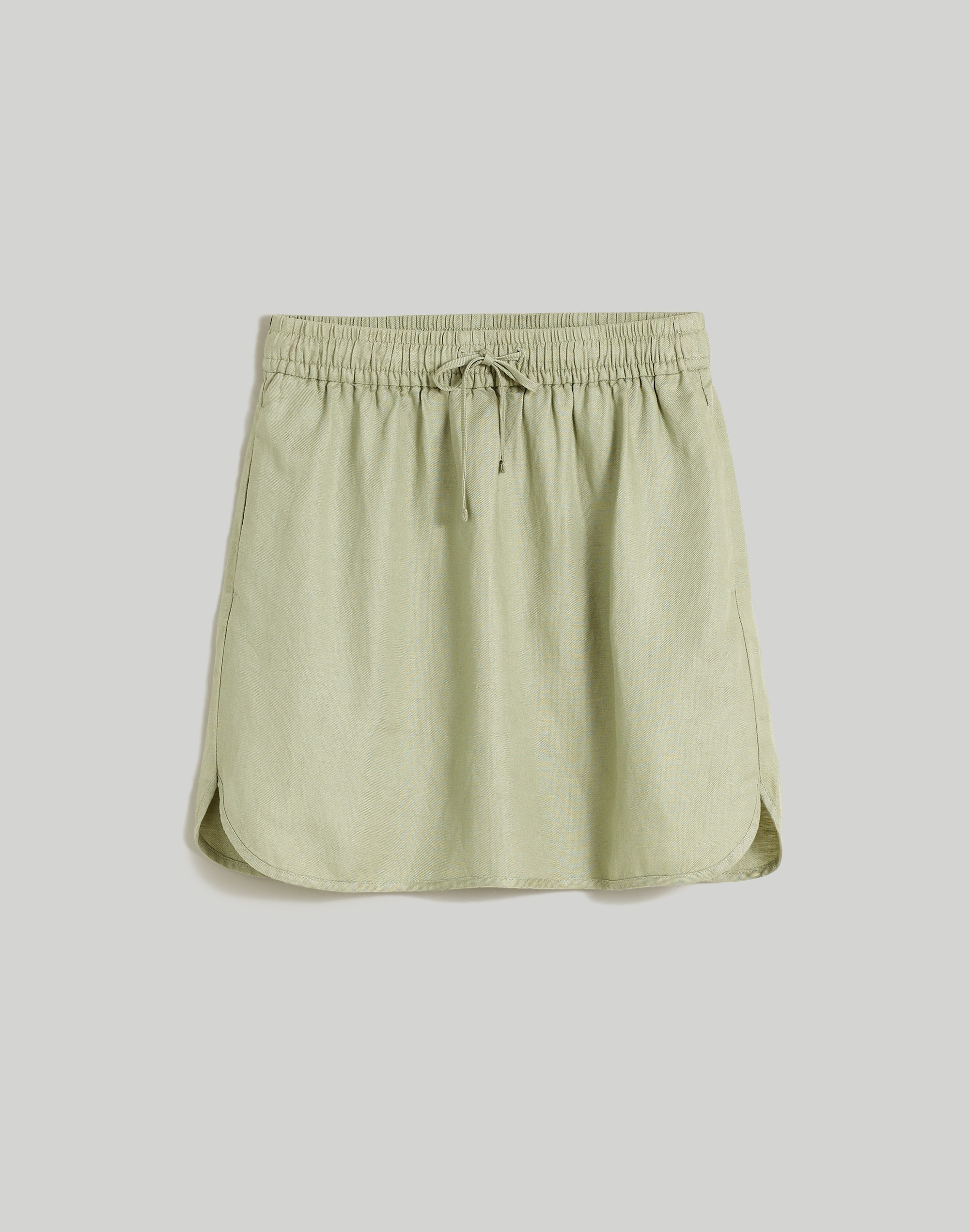 Plus Linen-Blend Curved-Hem Mini Skirt