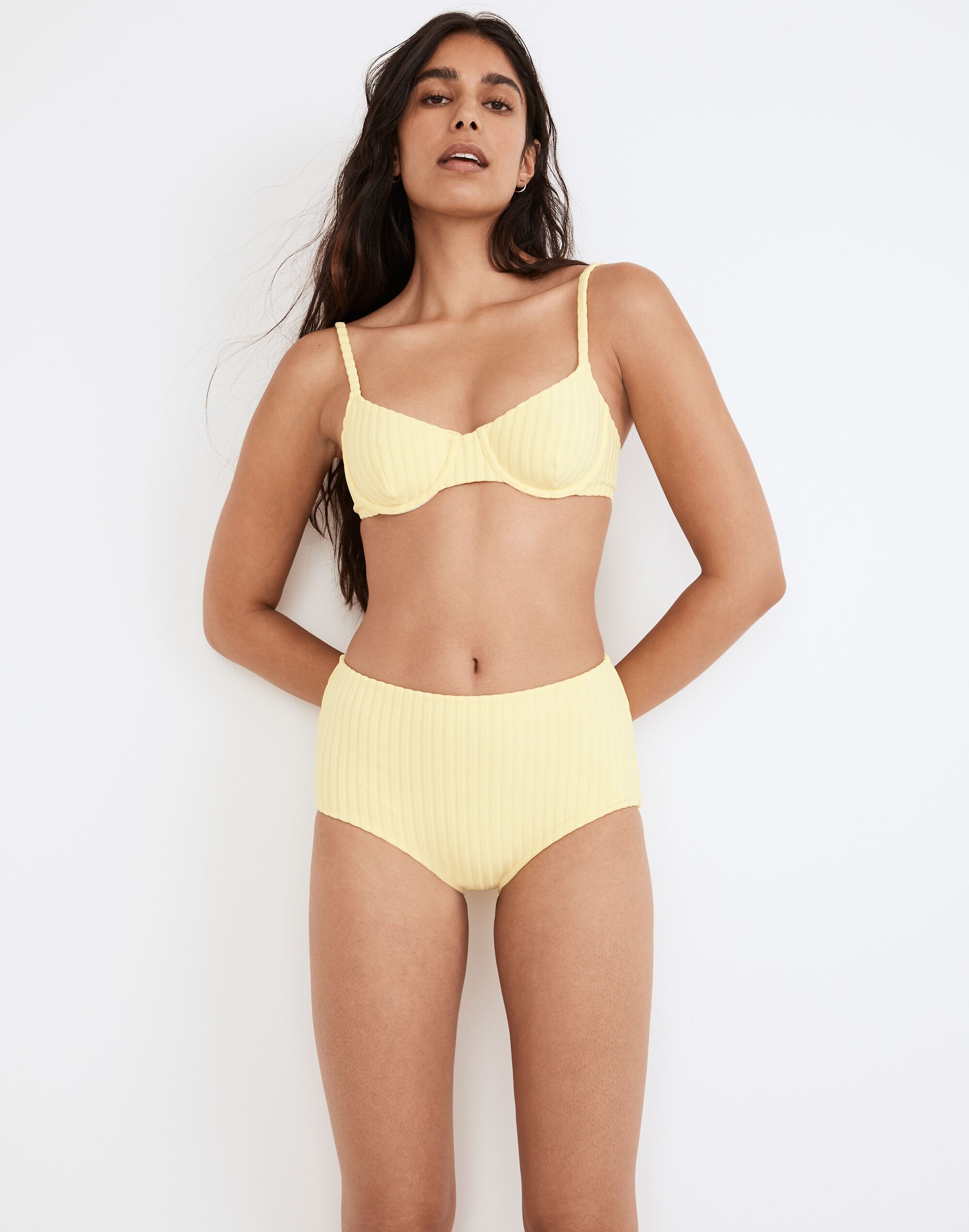 Madewell x Solid &amp; Striped&reg; Ribbed Ginger Bikini Bottom in Lemonade