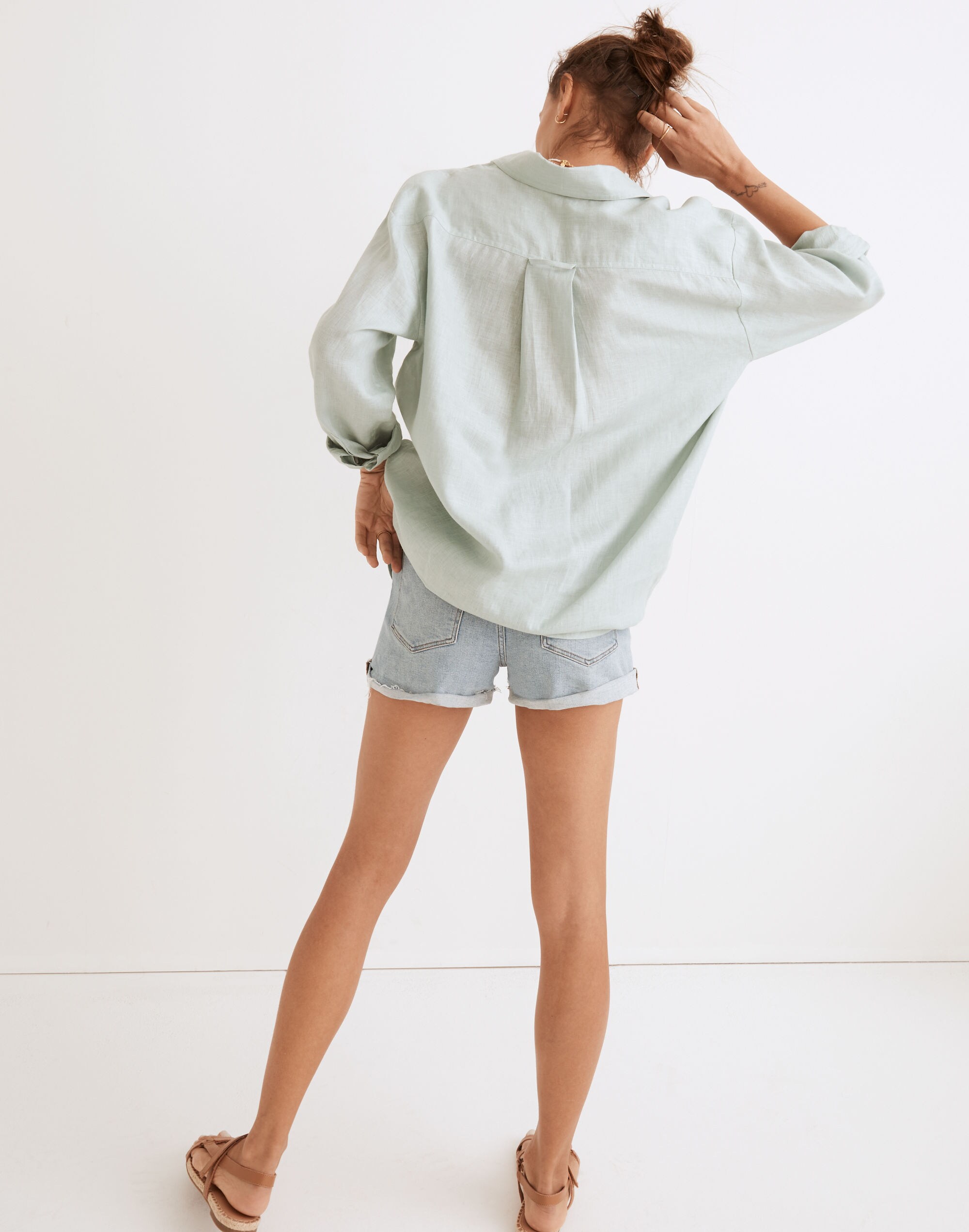 Madewell x Solid &amp; Striped&reg; Linen Cover-Up Oxford Tunic in Cloud Blue