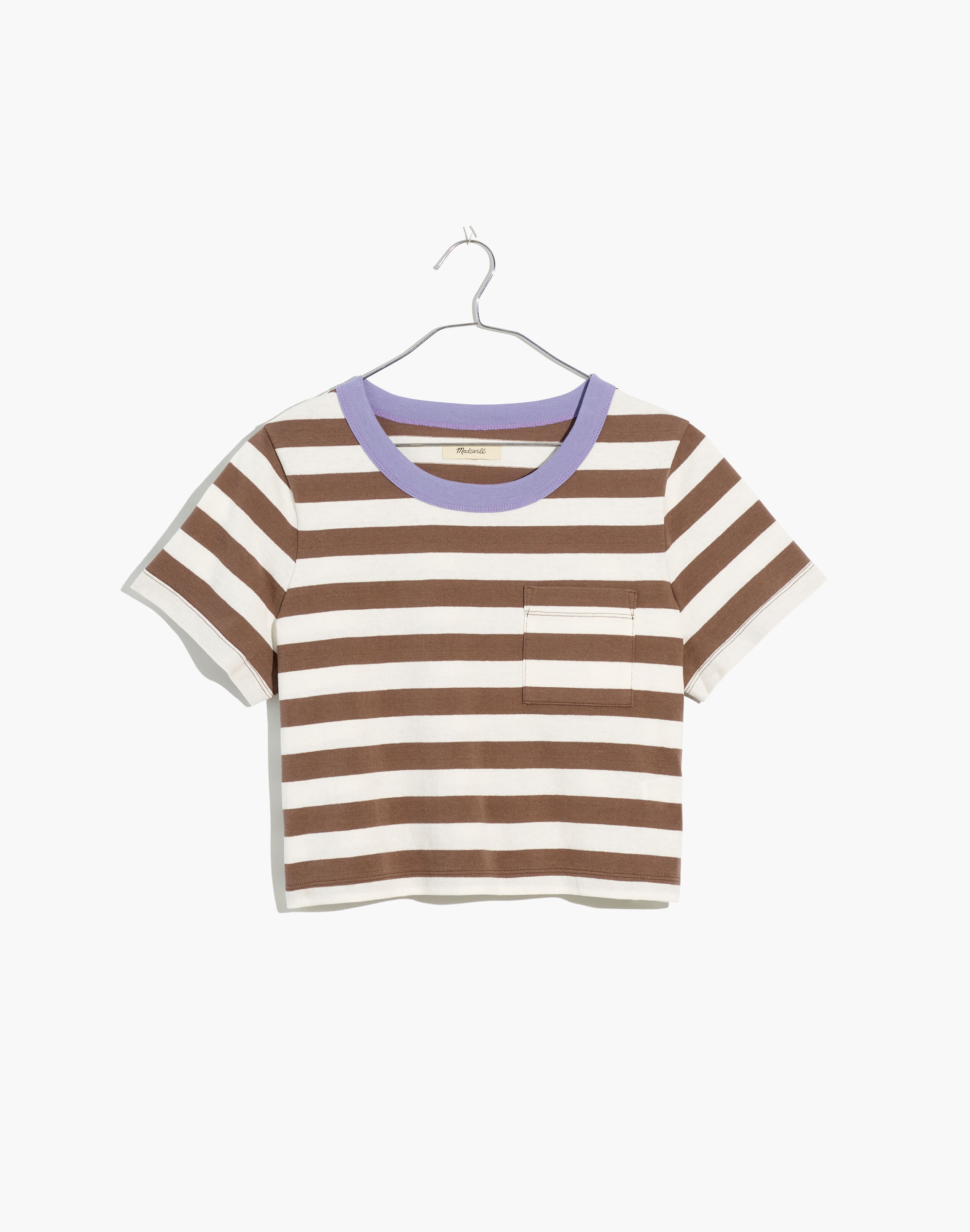 Organic Cotton Supercrop Pocket Tee in Stripe
