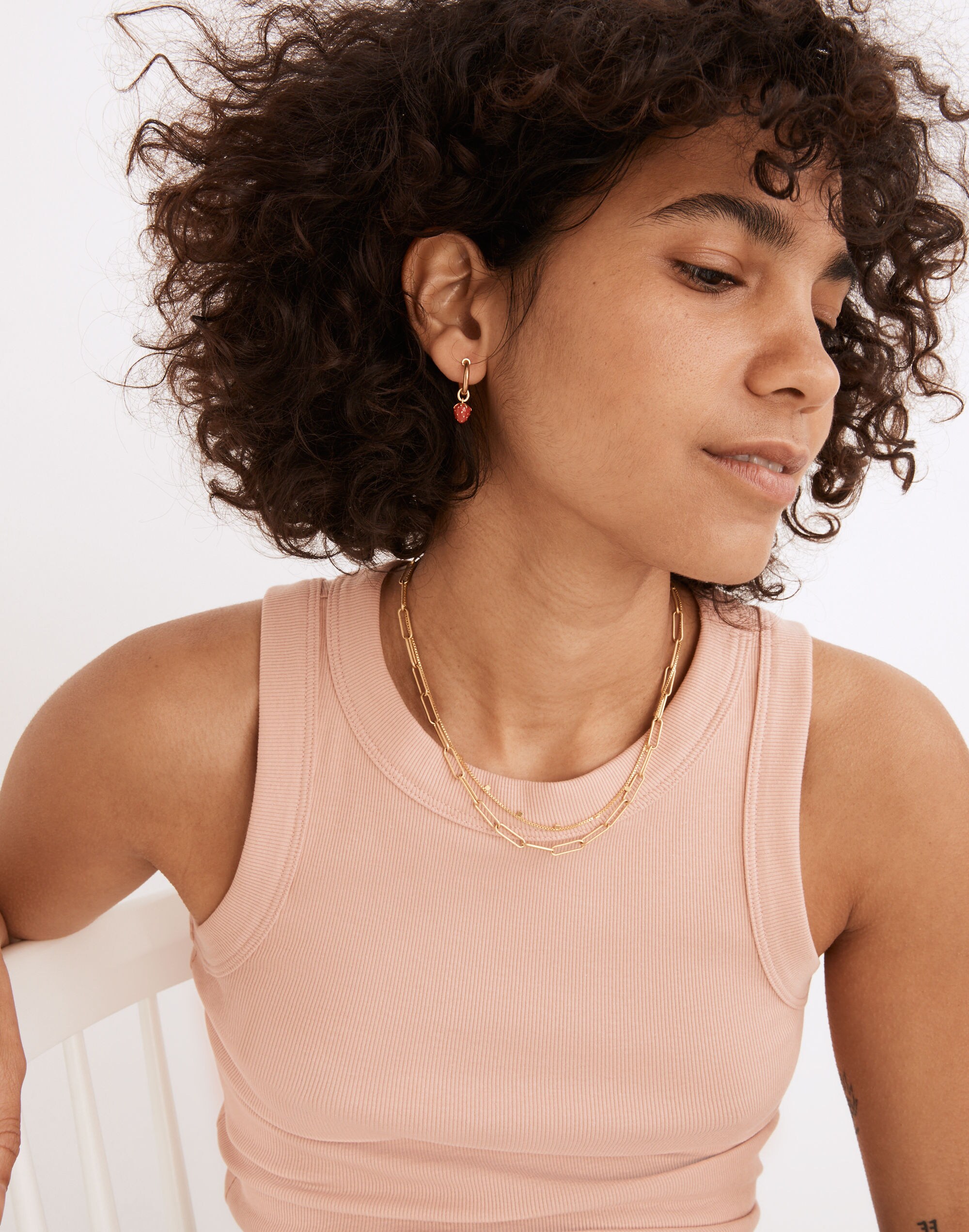 Enamel Strawberry Huggie Hoop Earrings