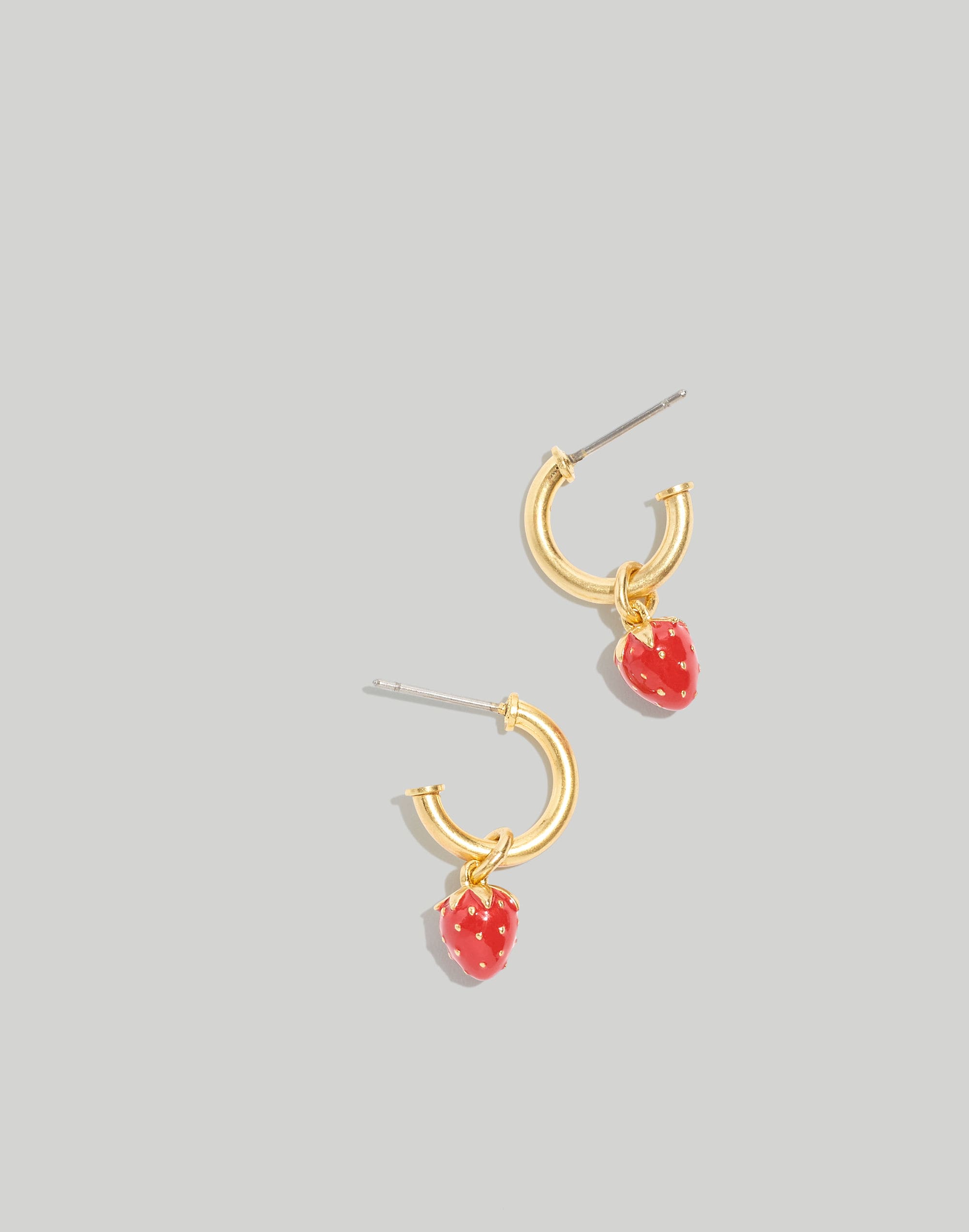 Enamel Strawberry Huggie Hoop Earrings