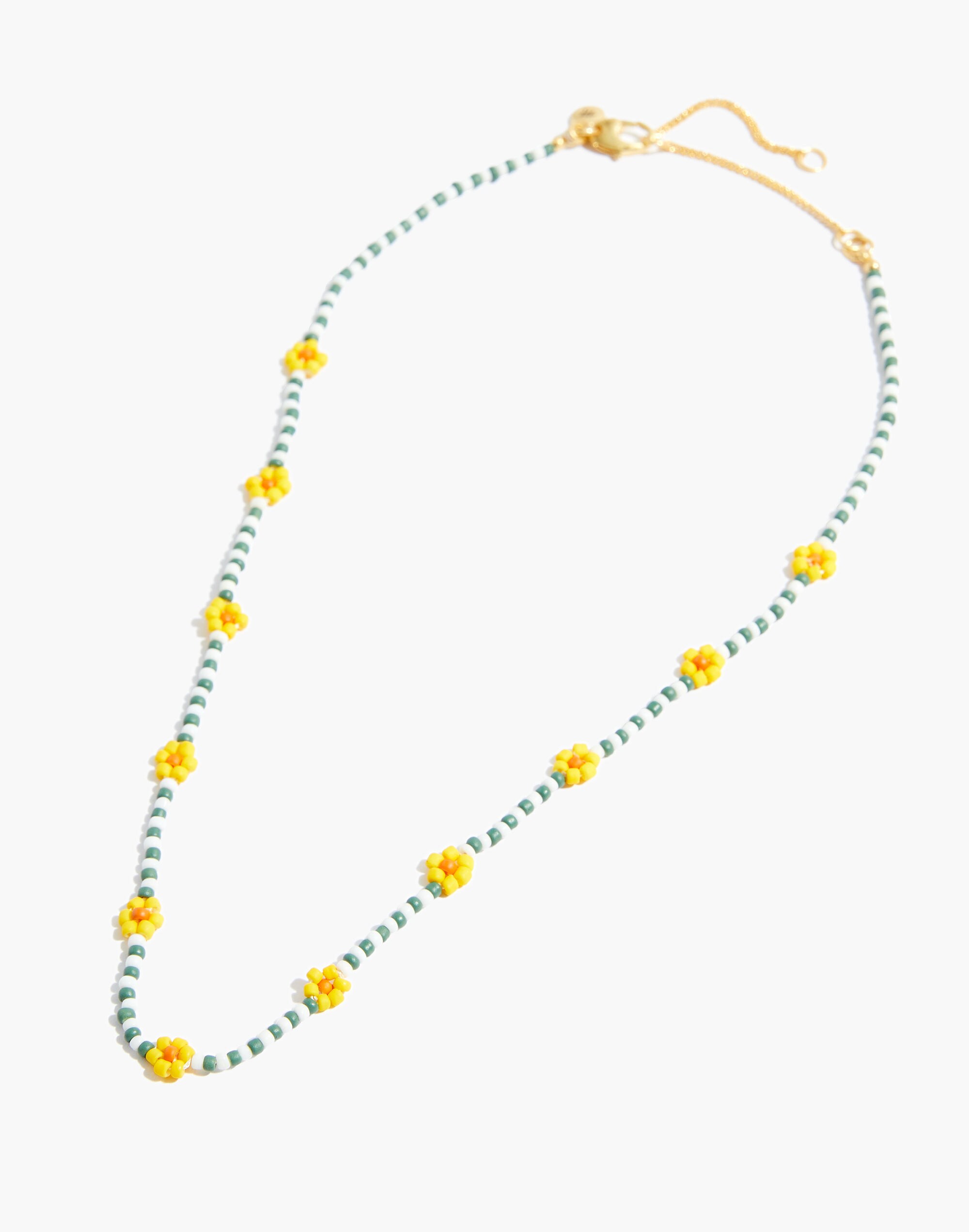 Striped Seed Bead Daisy Choker Necklace