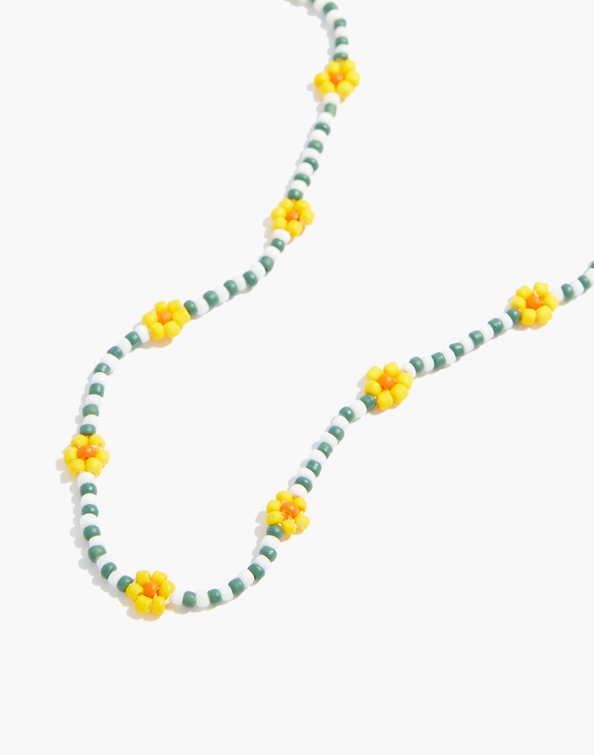 Striped Seed Bead Daisy Choker Necklace