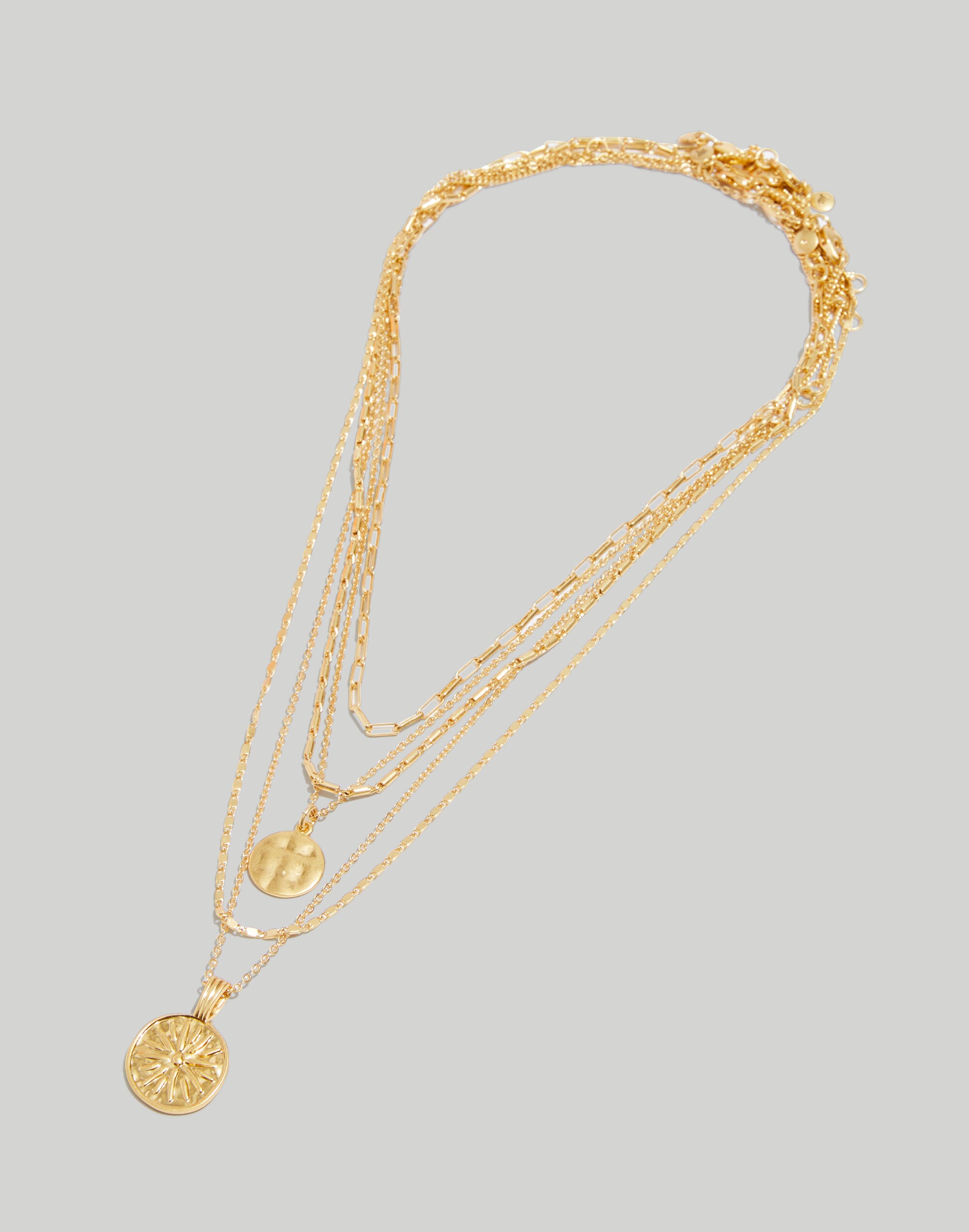 Five-Piece Solar Coin Chain Necklace Set