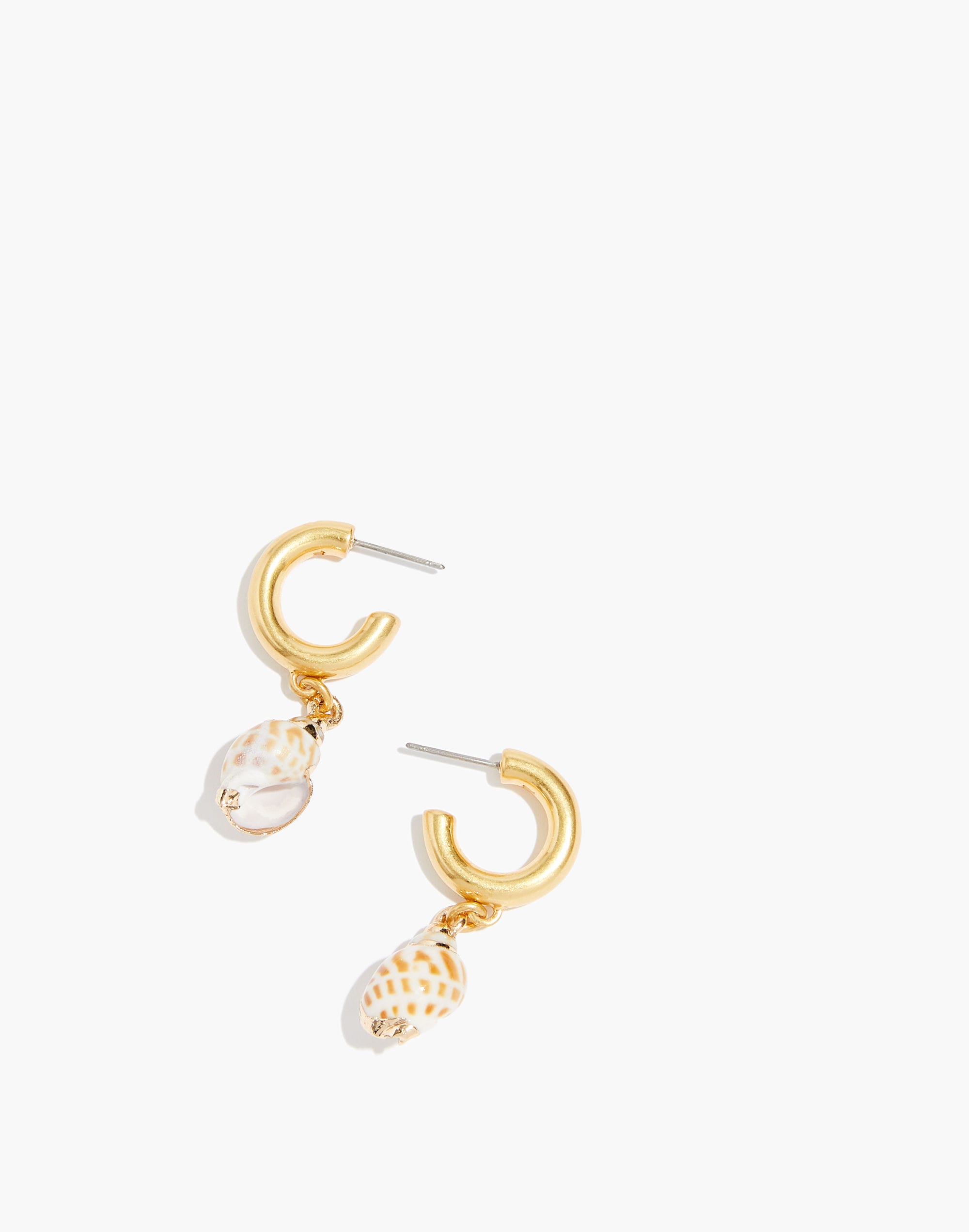 Gold-Plated Shell Charm Huggie Hoop Earrings