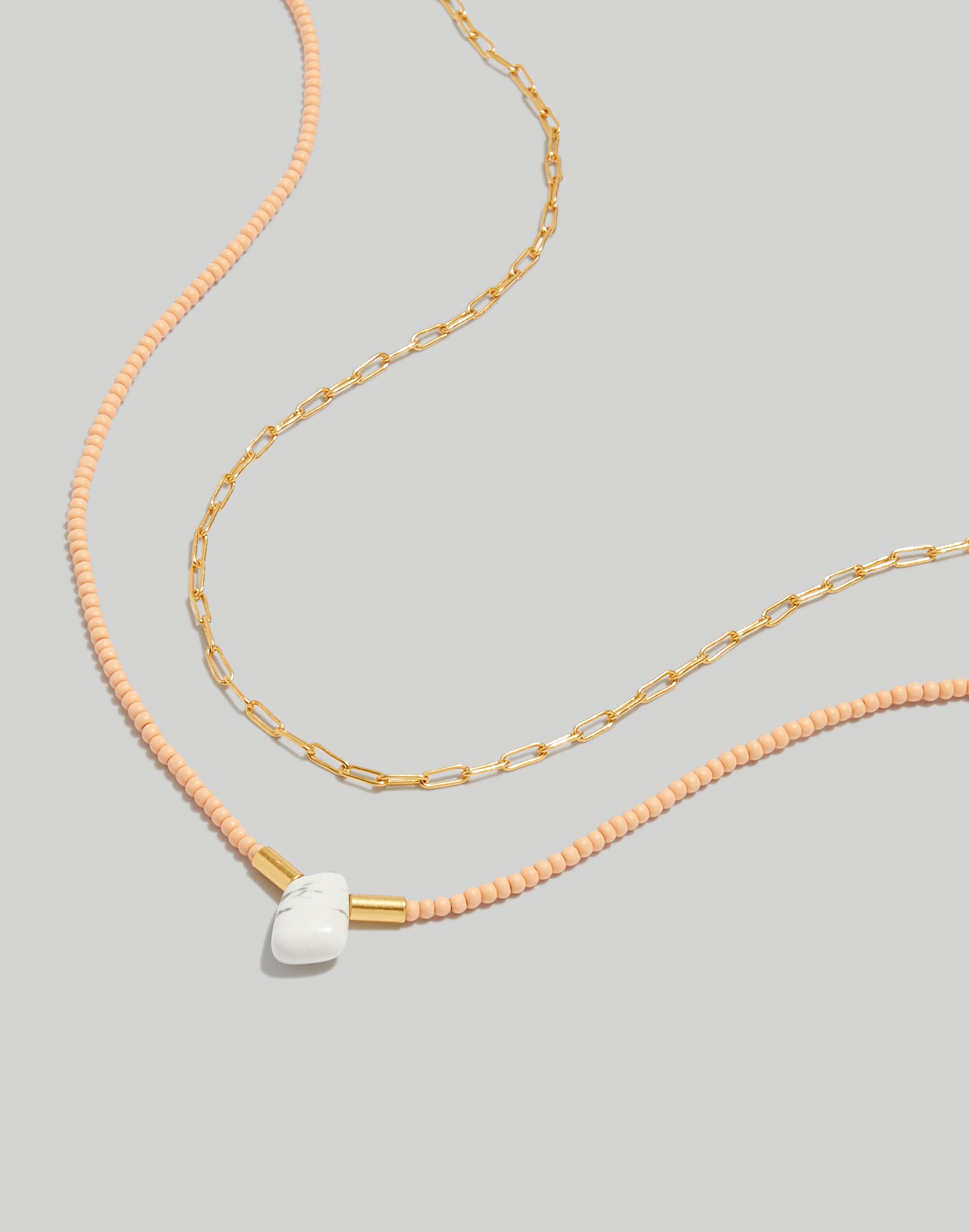 Stone Collection Two-Piece Beaded Howlite Necklace Set