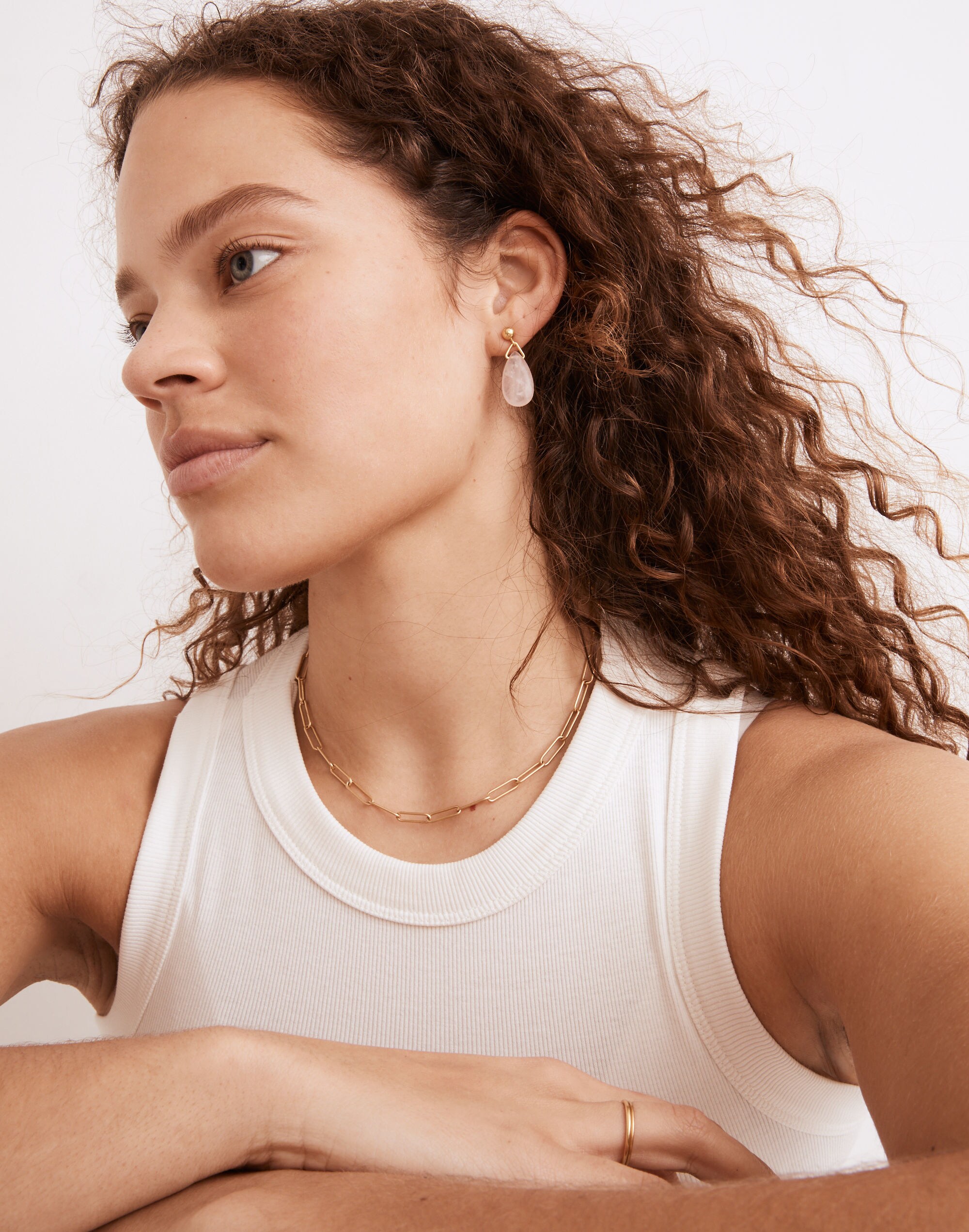 Stone Collection Rose Quartz Statement Drop Earrings