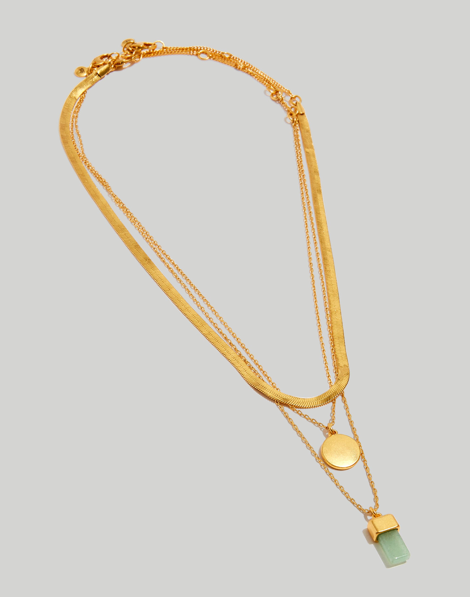 Stone Collection Three-Piece Aventurine Pendant Necklace Set