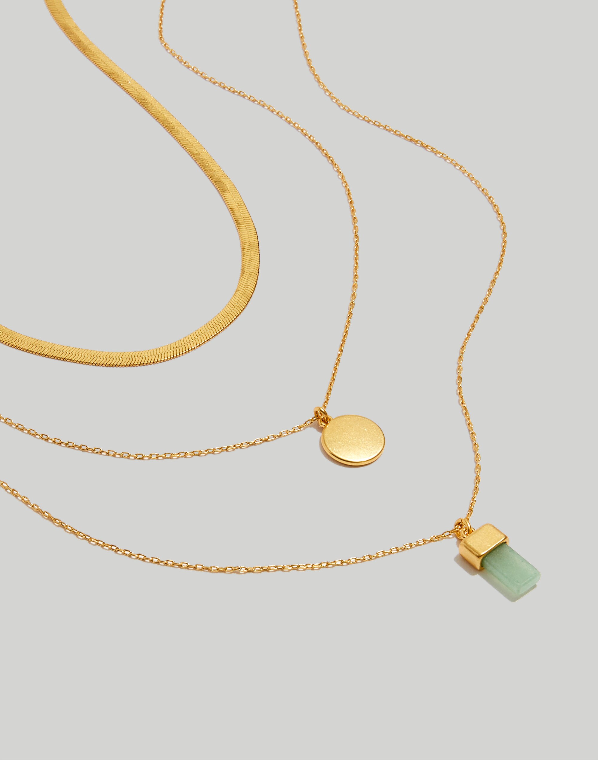 Stone Collection Three-Piece Aventurine Pendant Necklace Set