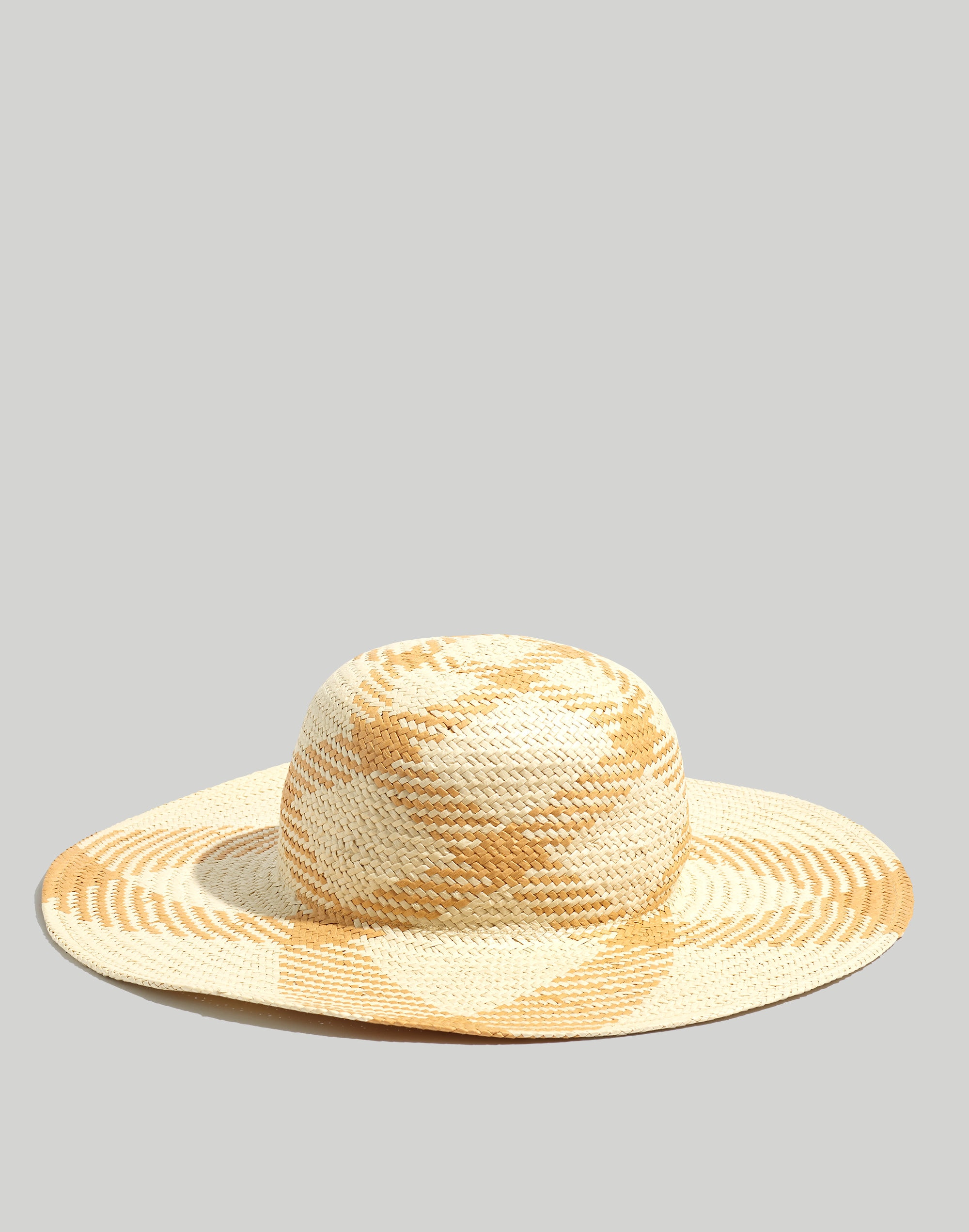 windowpane wide-brimmed straw hat