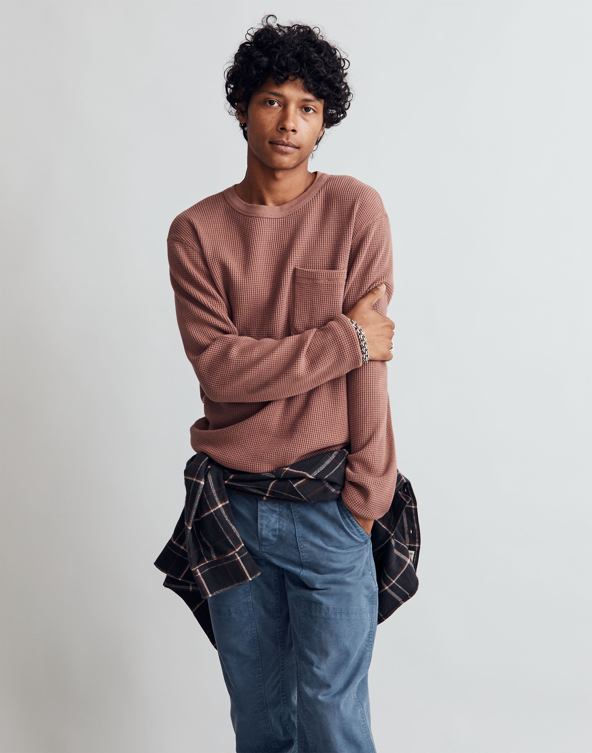 Waffle-Knit Sweatshirt