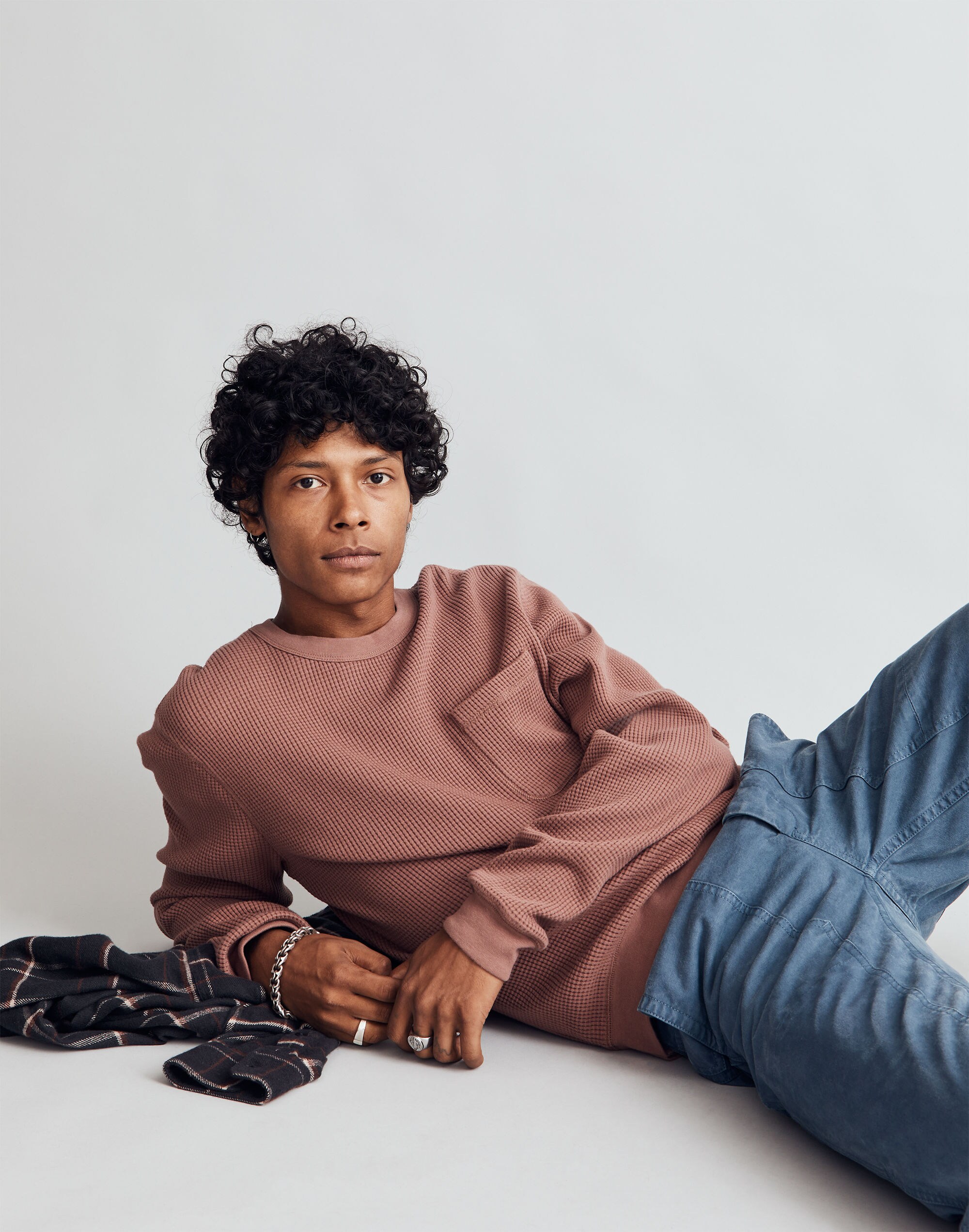 Waffle-Knit Sweatshirt