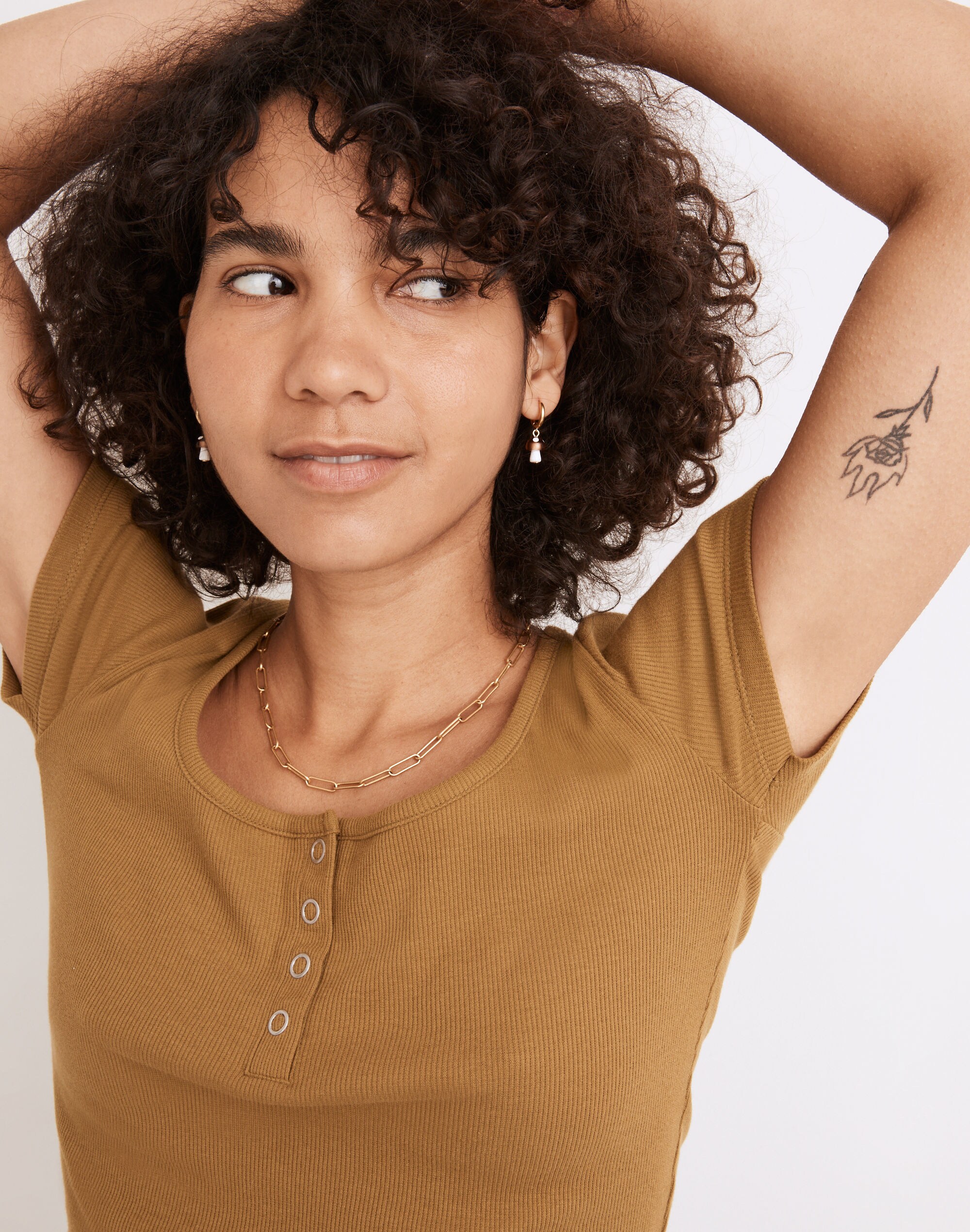 Mushroom Charm Huggie Hoop Earrings