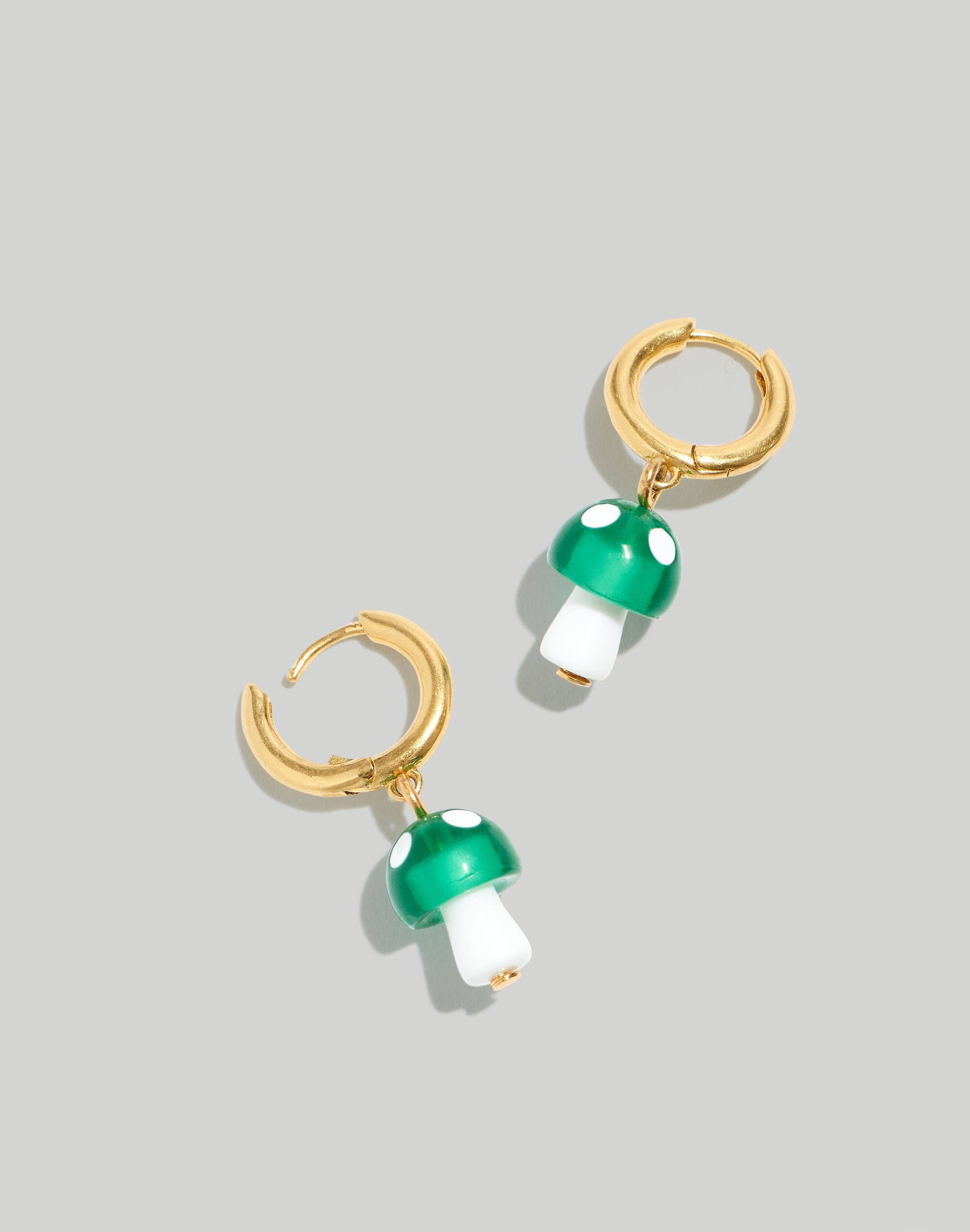 Mushroom Charm Huggie Hoop Earrings