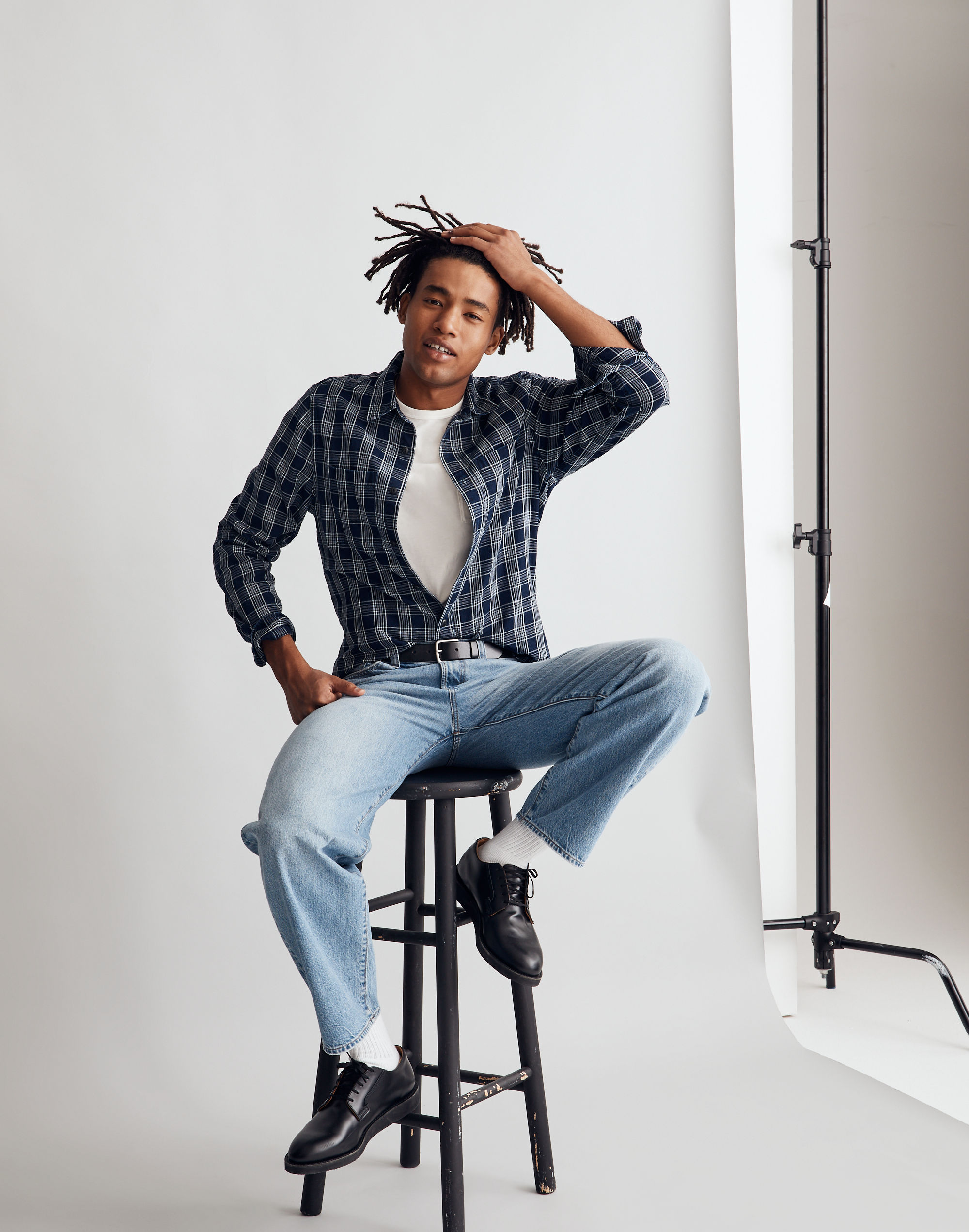 Perfect Long-Sleeve Shirt in Hopson Plaid