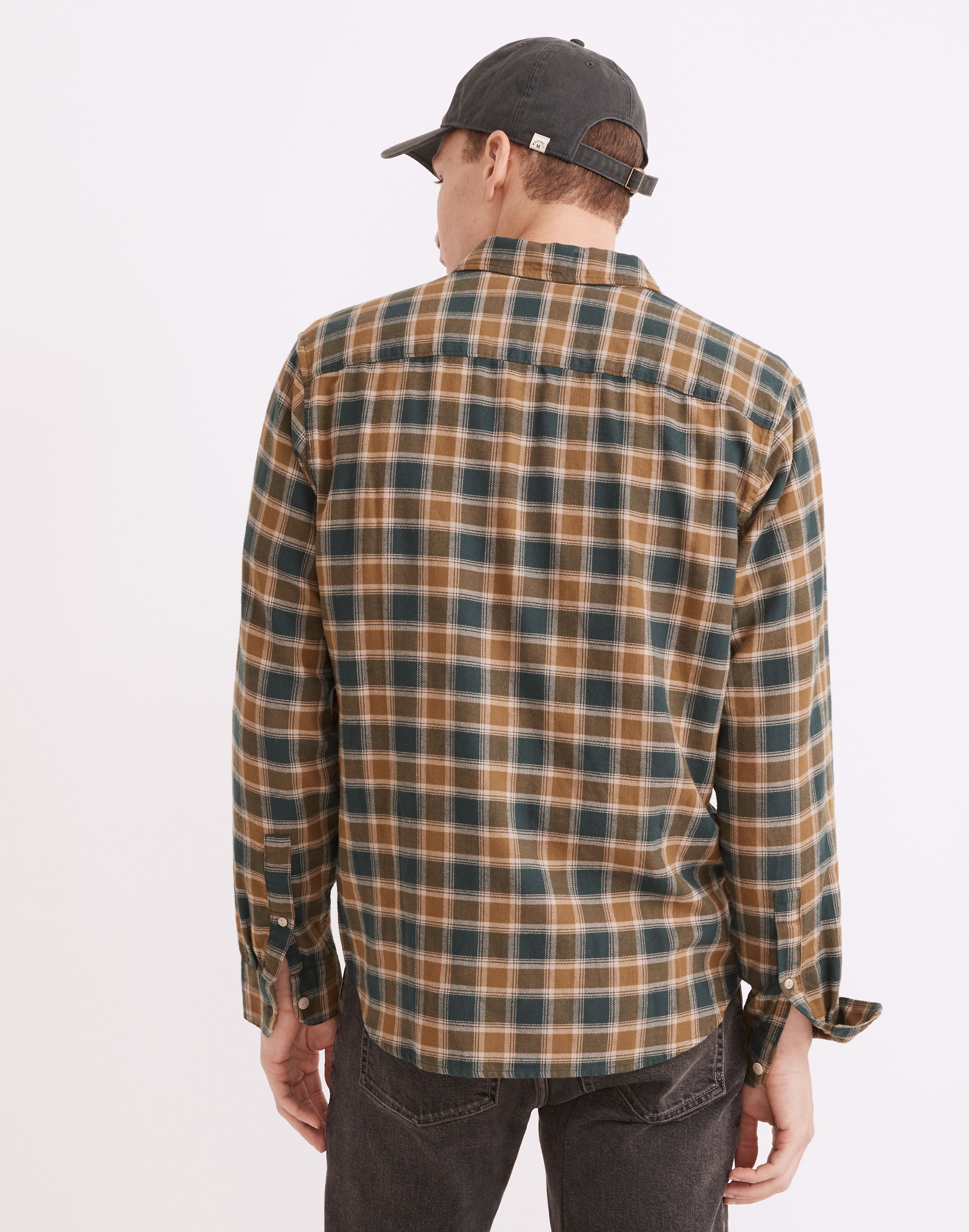 Perfect Long-Sleeve Shirt in Herringbone Plaid