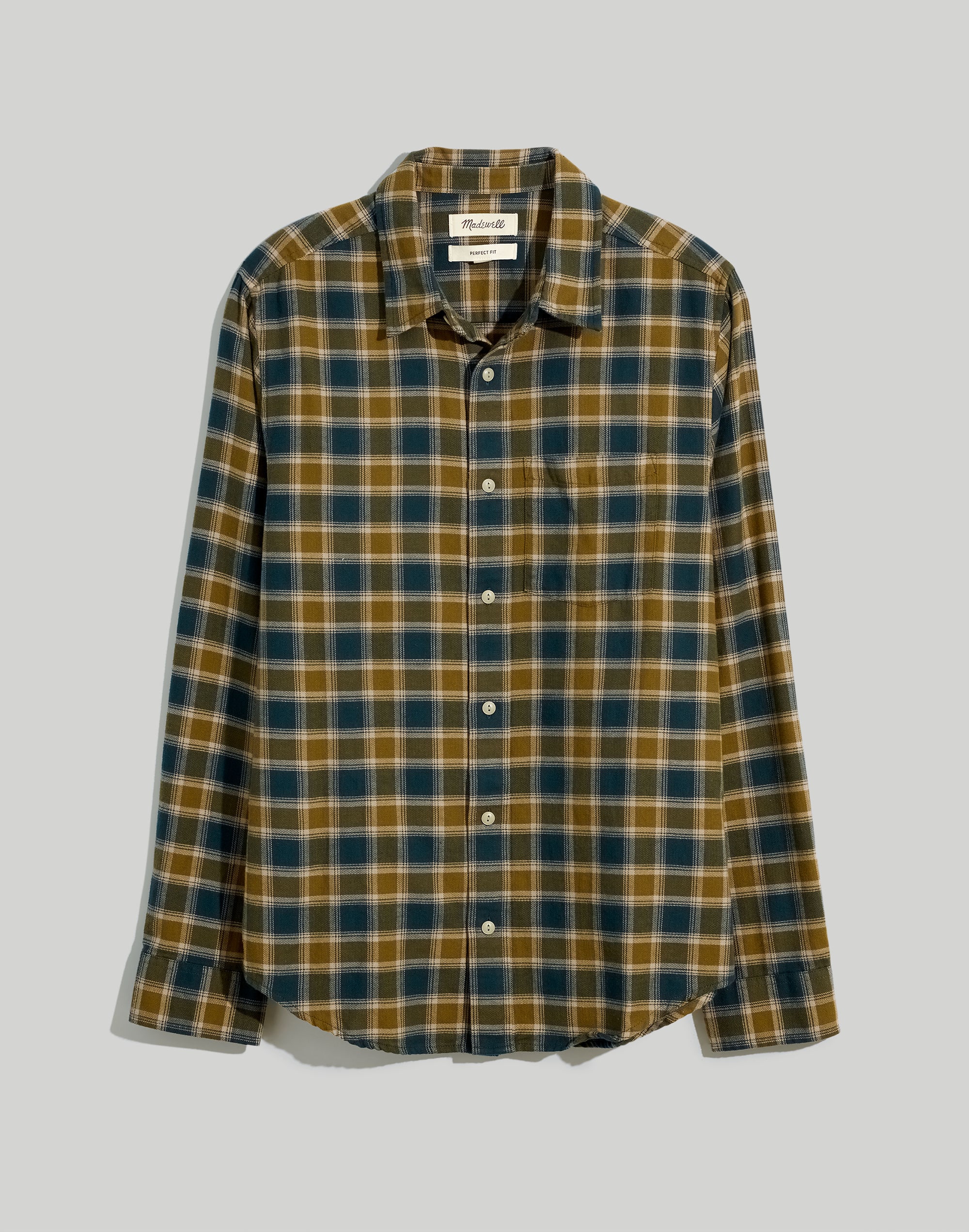 Perfect Long-Sleeve Shirt in Herringbone Plaid