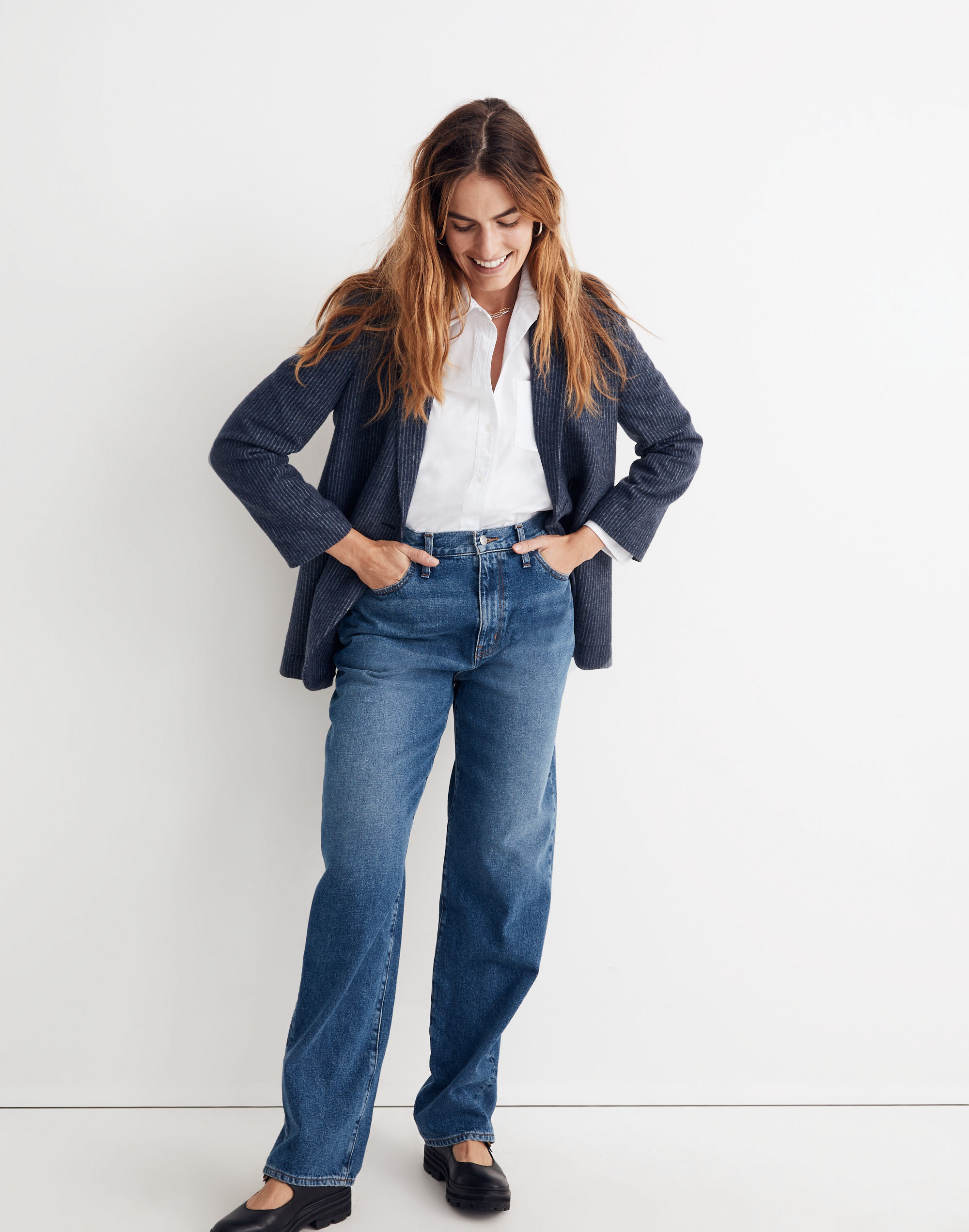 Petite Baggy Straight Jeans in Firthway Wash