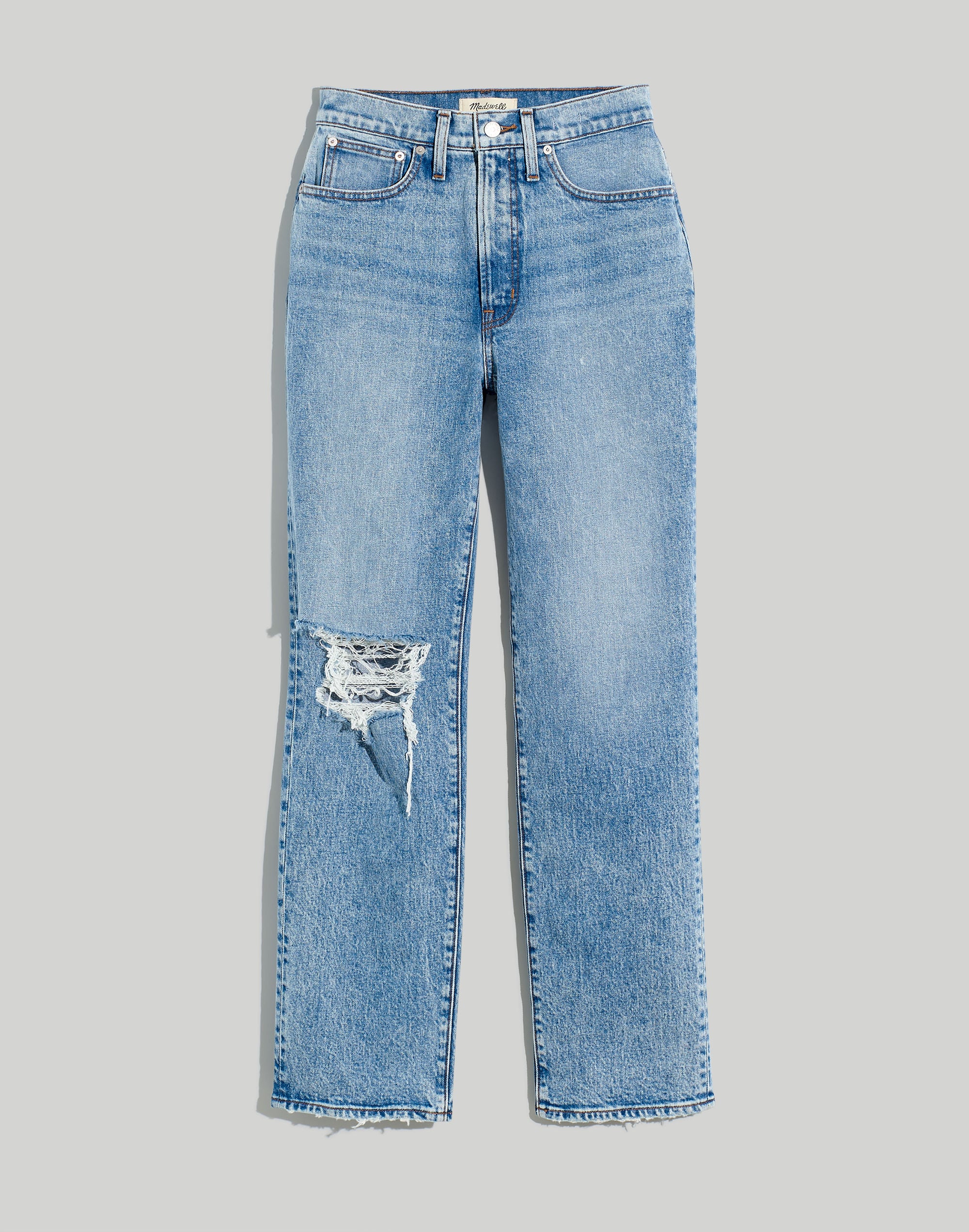 The Perfect Vintage Straight Jean in Kingsbury Wash: Knee-Rip Edition