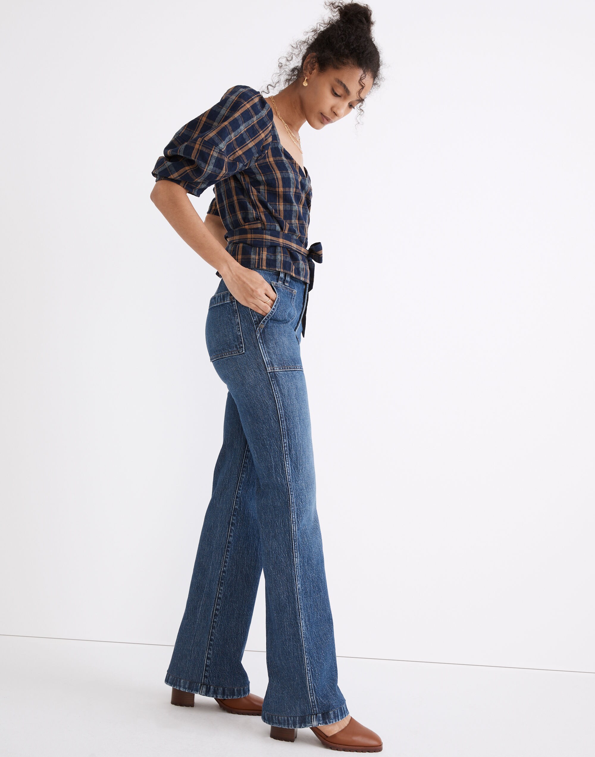 11" High-Rise Flare Jeans in Whitethorn Wash: Workwear Edition