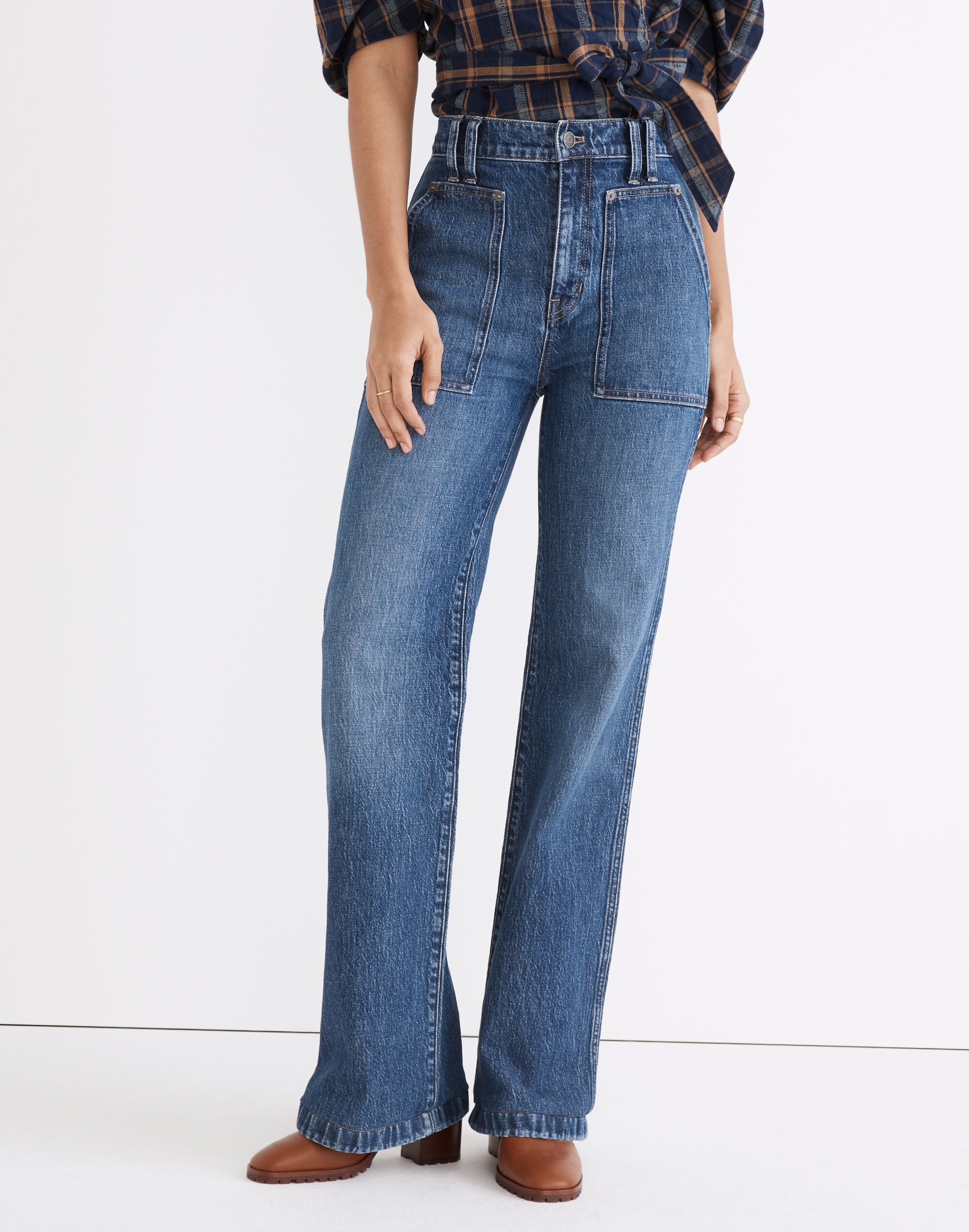 11" High-Rise Flare Jeans in Whitethorn Wash: Workwear Edition