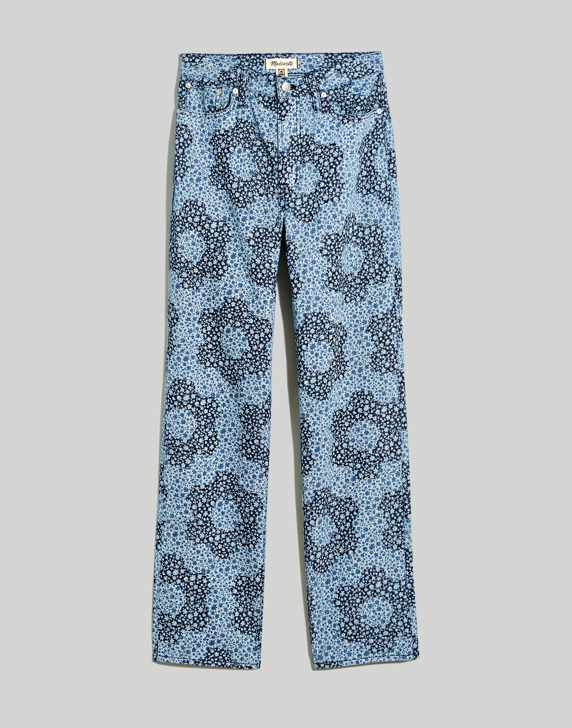 Baggy Straight Jeans in Quilted Floral