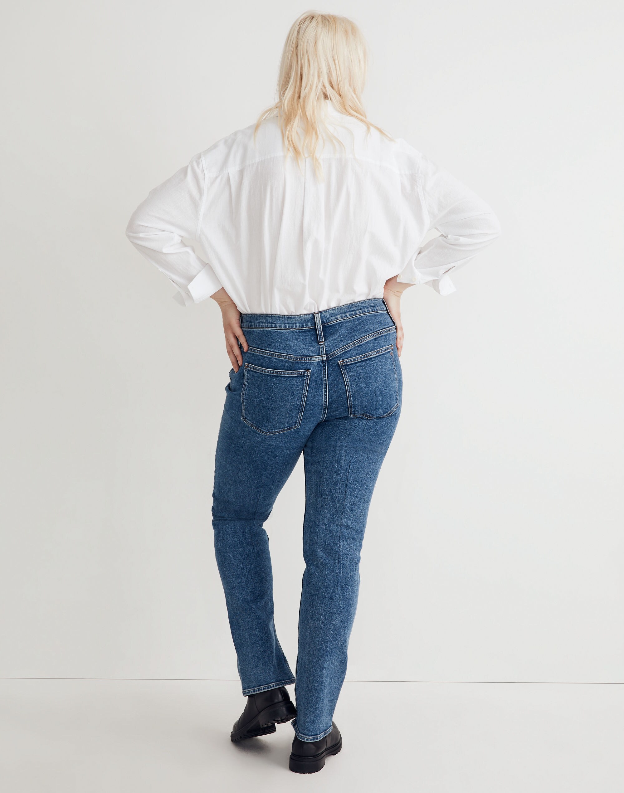 Mid-Rise Stovepipe Jeans in Knowland Wash: Slit-Hem Edition