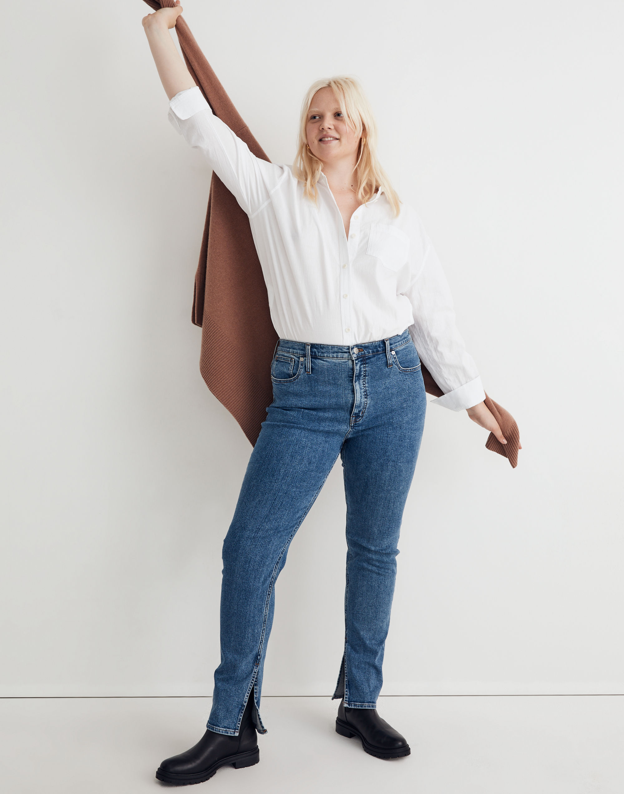 Mid-Rise Stovepipe Jeans in Knowland Wash: Slit-Hem Edition