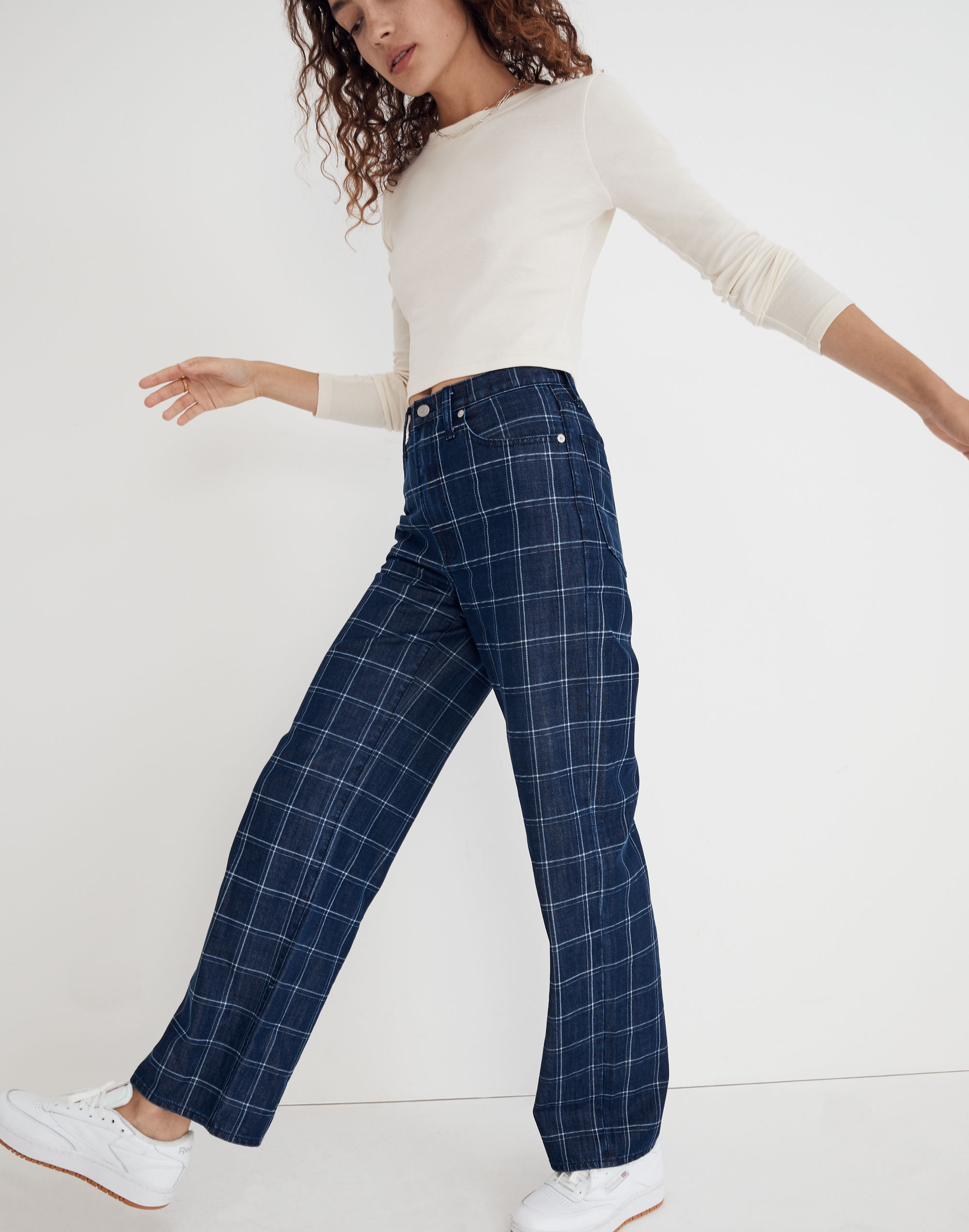 The Perfect Vintage Wide-Leg Jean in Windowpane