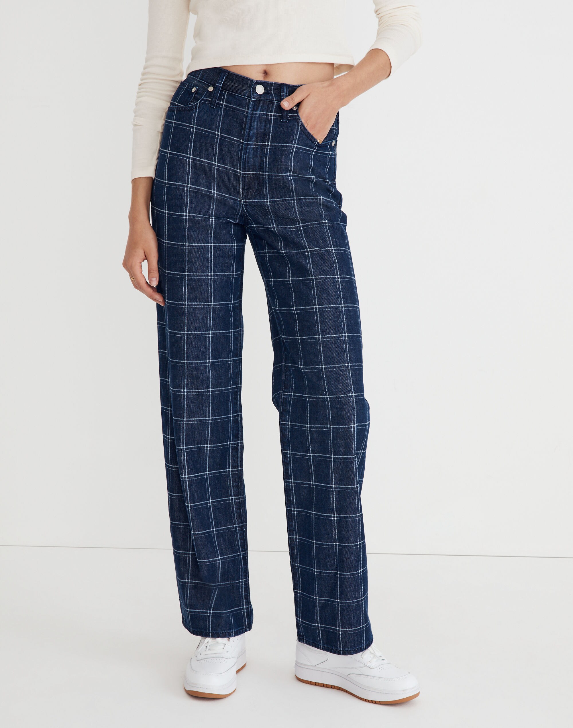 The Perfect Vintage Wide-Leg Jean in Windowpane