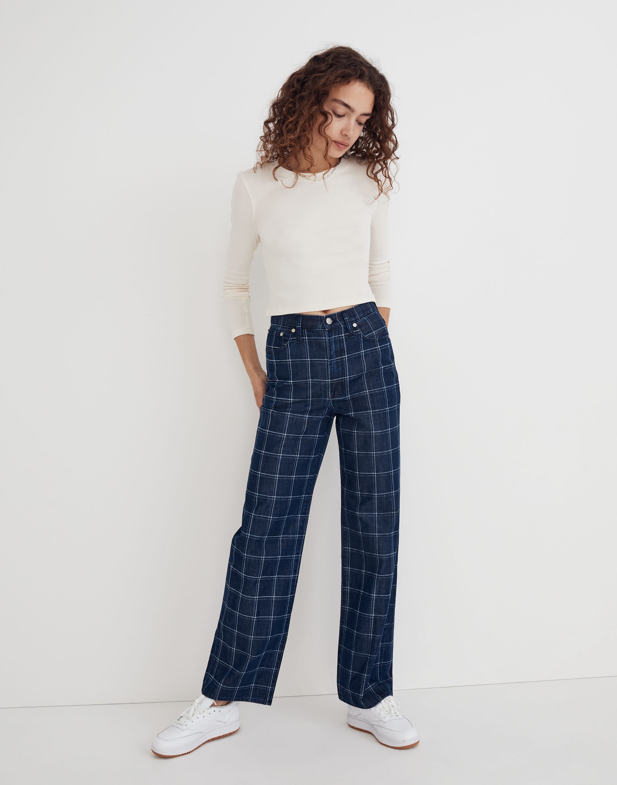 The Perfect Vintage Wide-Leg Jean in Windowpane