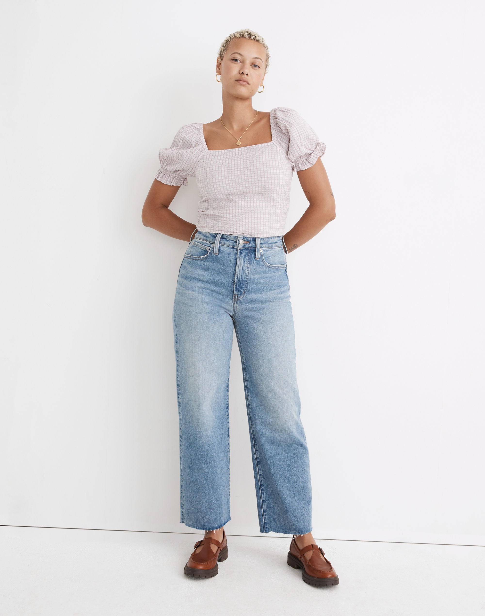 The Curvy Perfect Vintage Wide-Leg Crop Jean in Catlin Wash